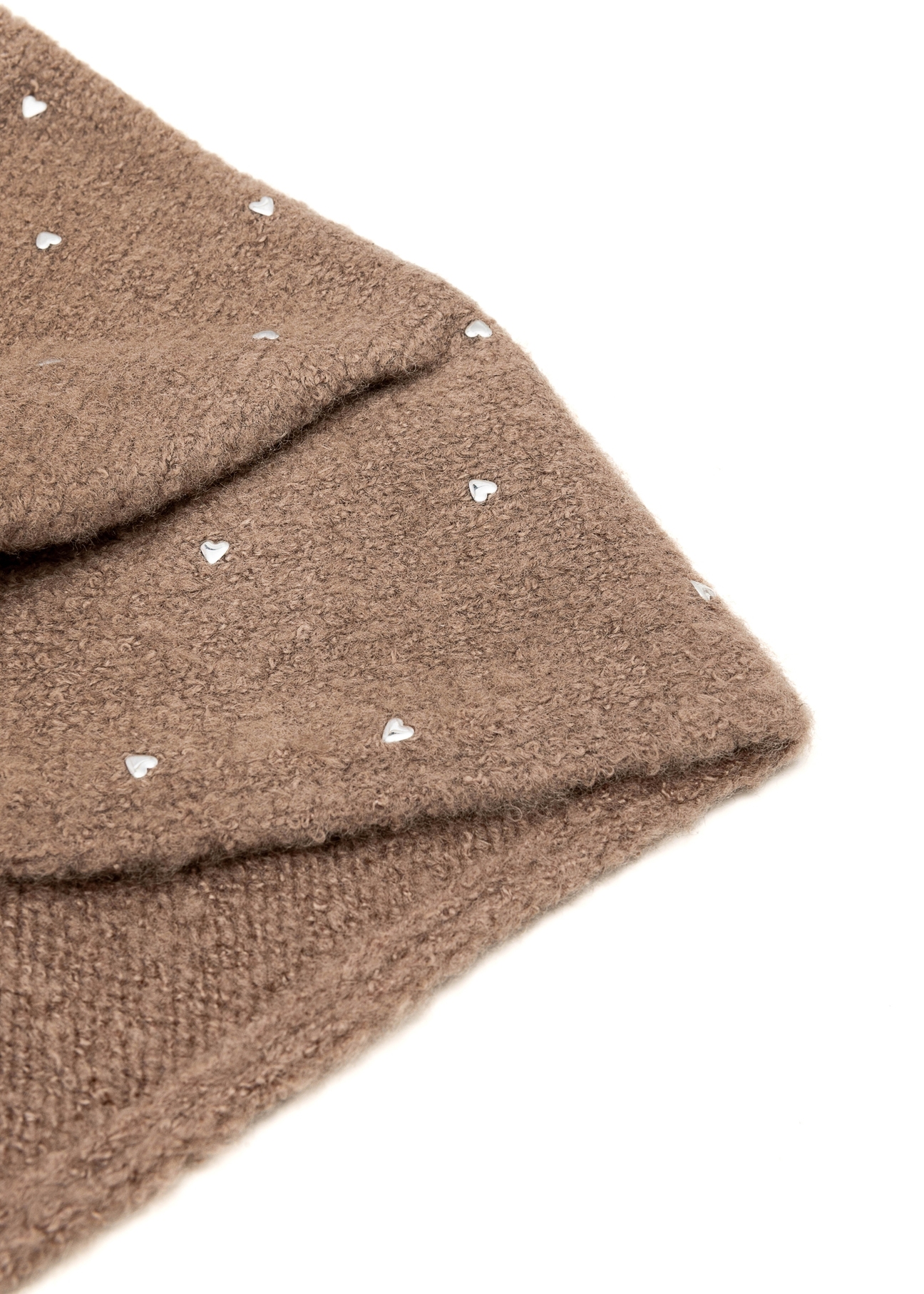 Camel women's headband with tie CZADT-0070A-24(Z25), close-up of the product detail, view on a white background.