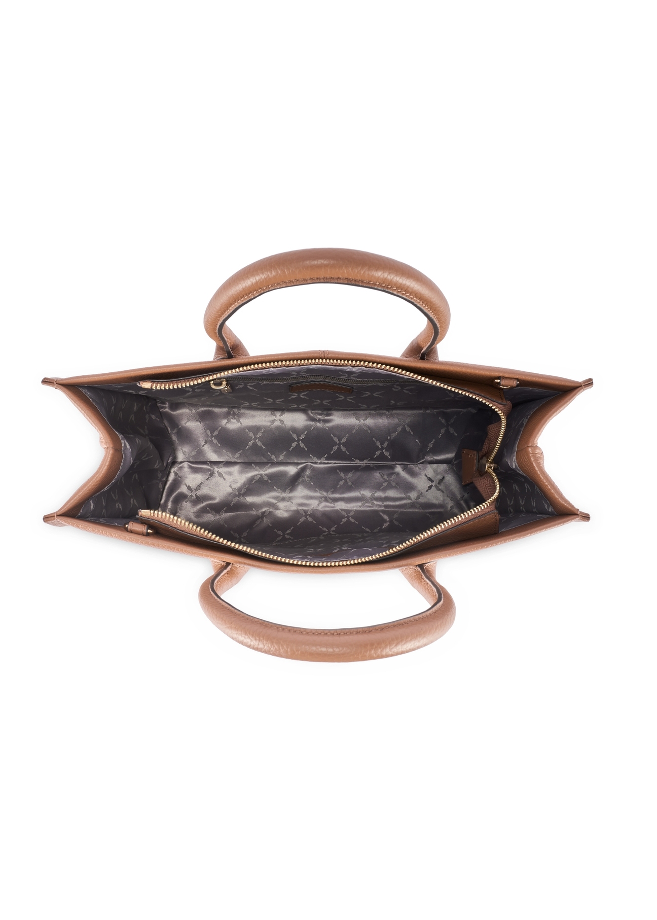 Women's leather handbag in camel color TORES-1206-1D(W26), product view inside on white background.