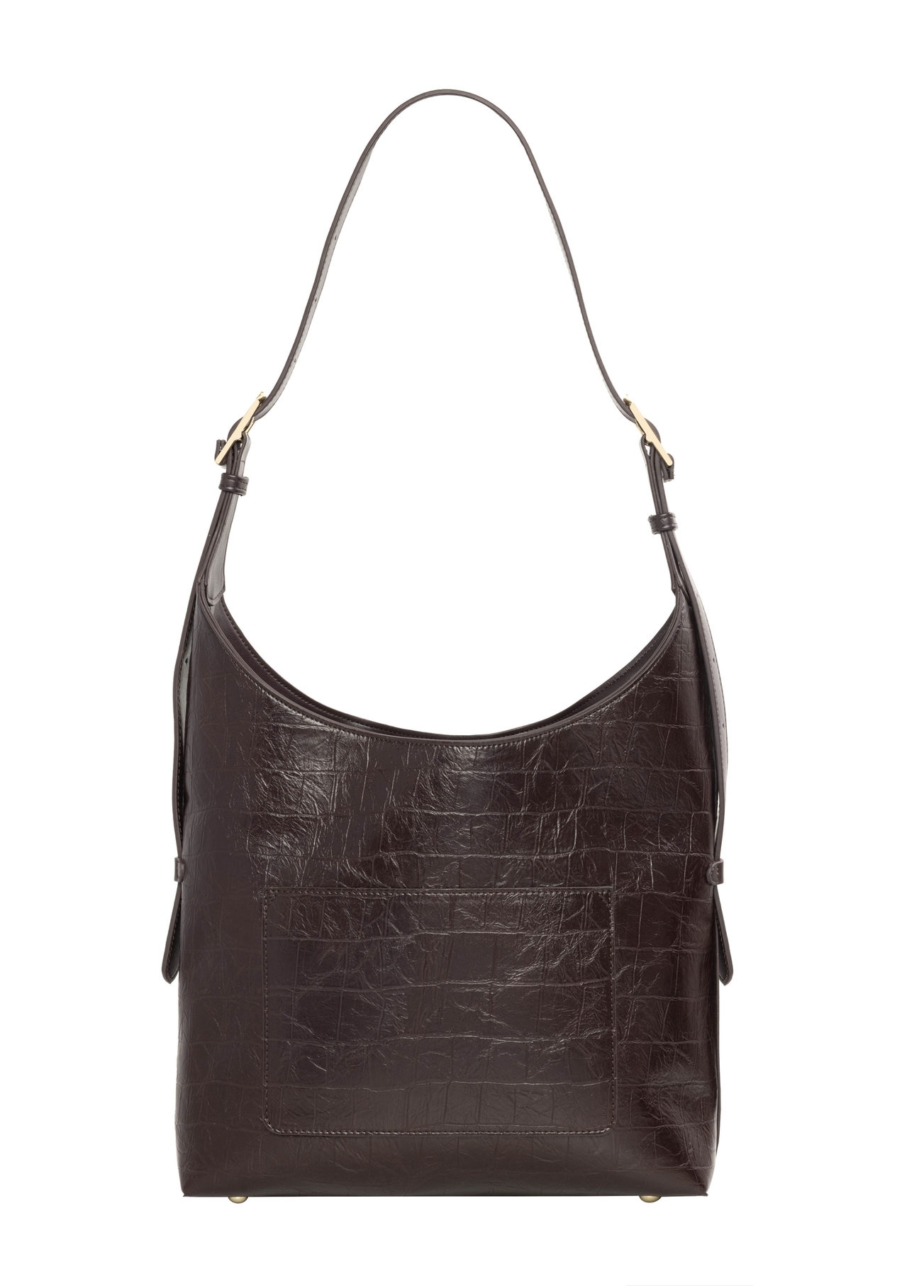 Burgundy croco women's shopper bag TOREC-1306-4D(Z26), product view from the back on a white background.