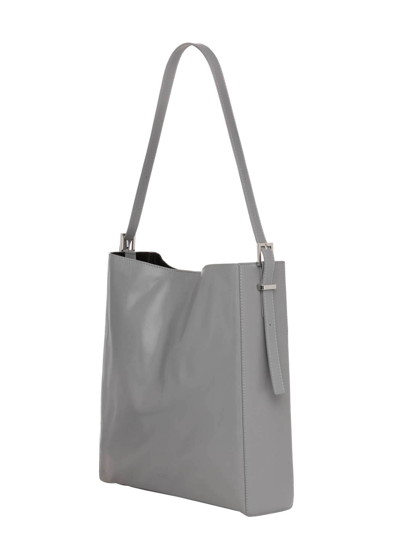 Graphite leather shopper bag TORES-1436-9D(Z26), diagonal product view on a light background.