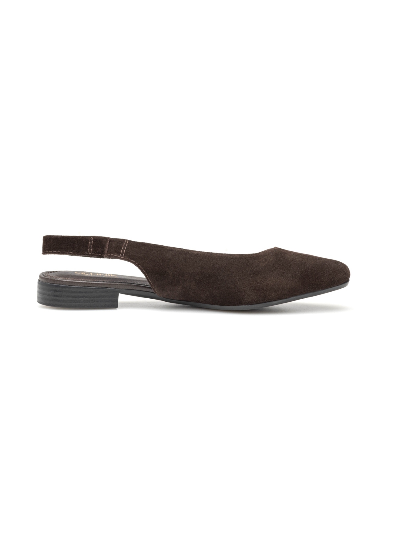 Brown women's ballet flats without a heel BUTYD-1246-1I(W26), side view of the product on a white background.