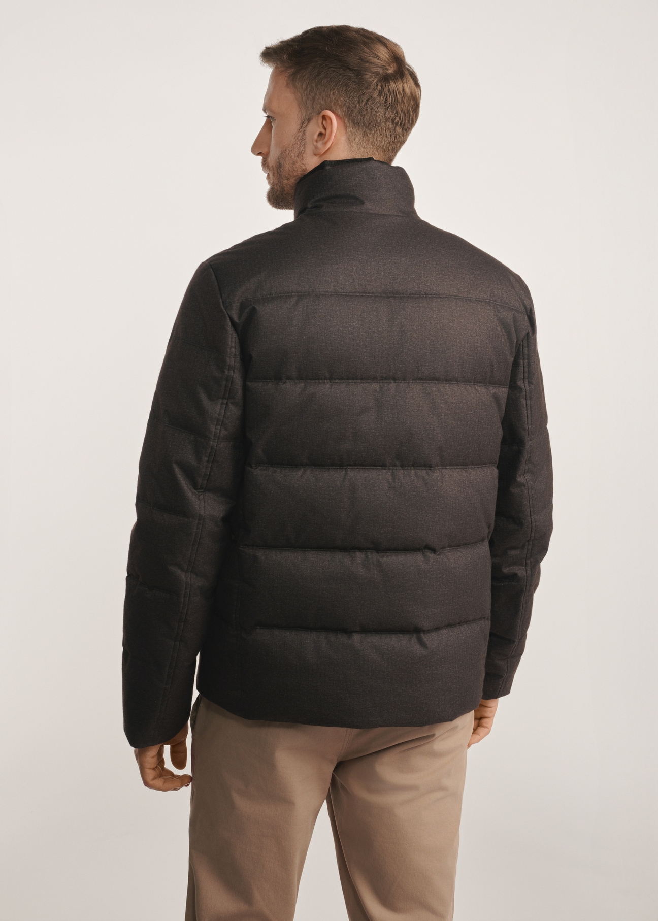 Men's graphite jacket KURMT-0390-99(Z25) - back view of the product model against a white background. Half of the silhouette visible.