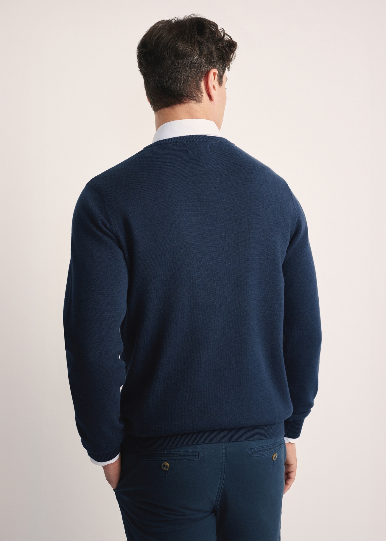 Navy blue men's basic sweater SWEMT-0114A-69(Z24)