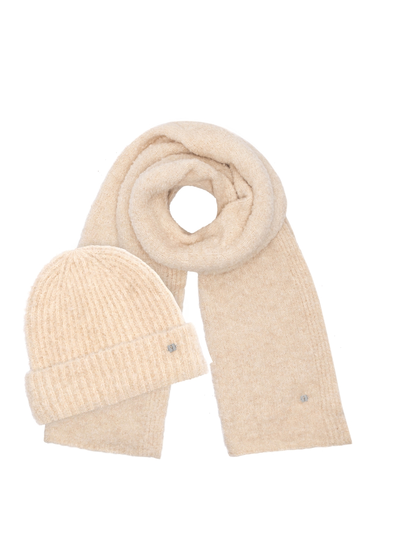 Cream women's scarf with wool SZADT-0224-0C(Z26)