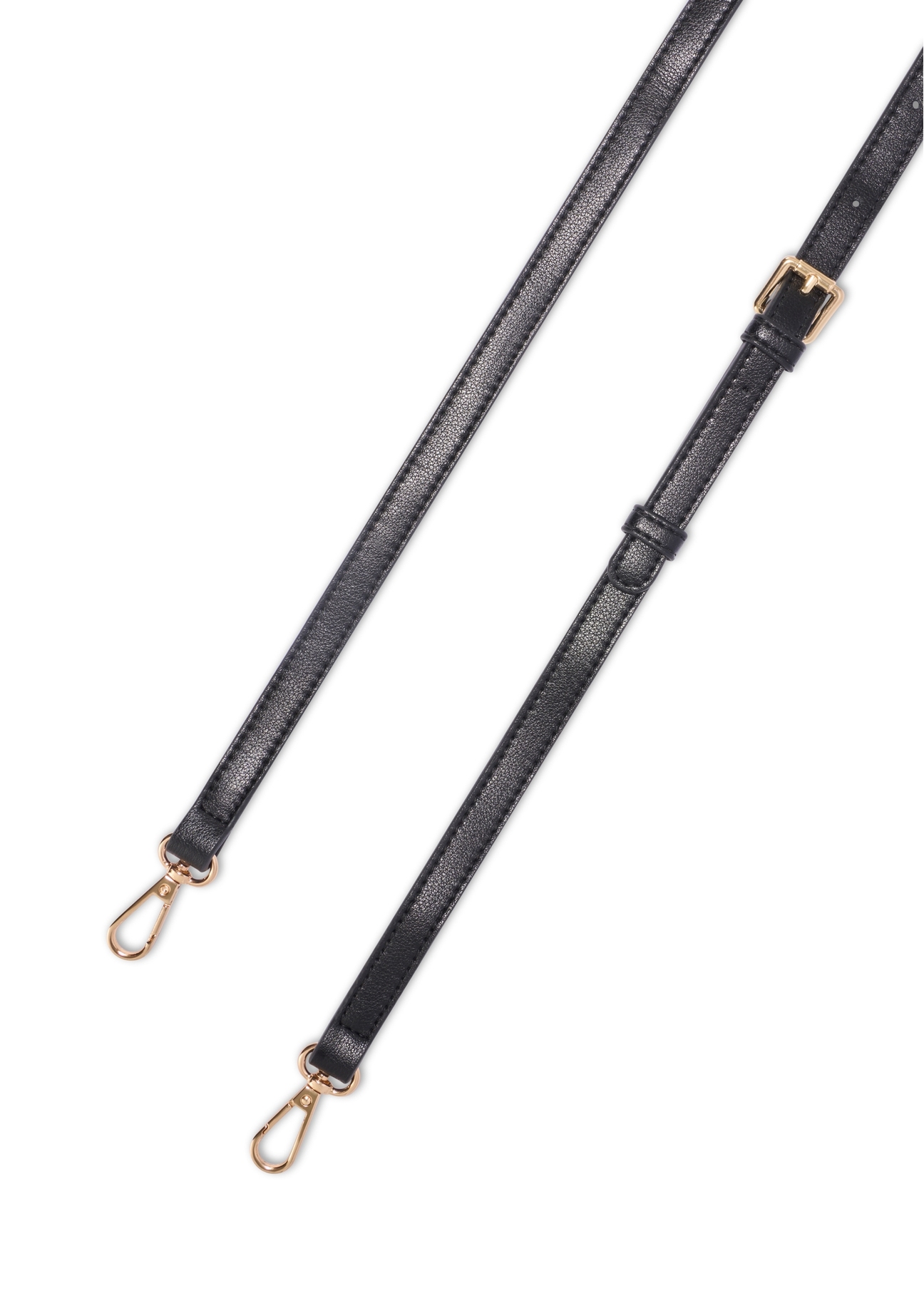 Black women's handbag with monogram TOREC-1180-9P(W26), view of the product strap on a white background.