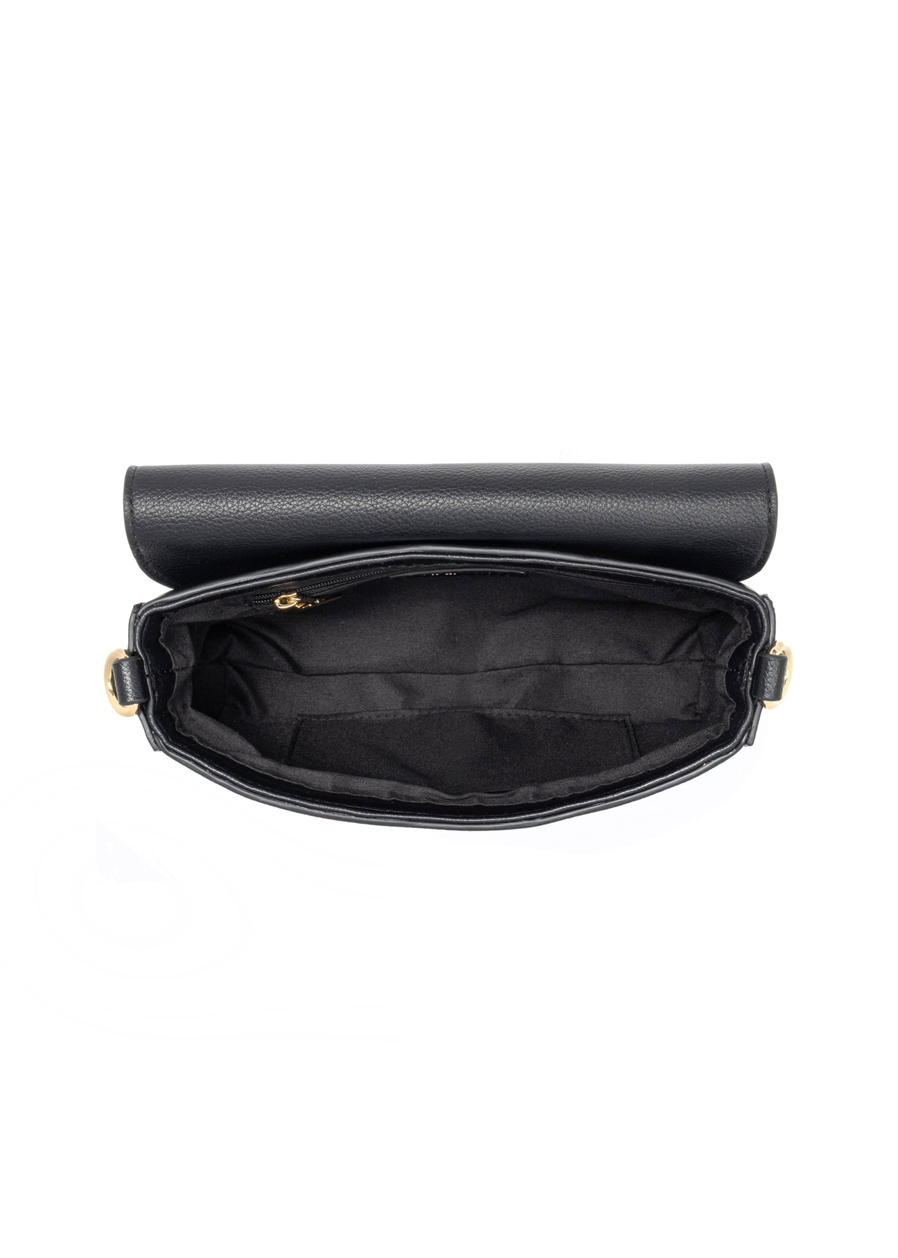 Black women's shoulder bag TOREC-1255-99(Z26). Top view on a white background.