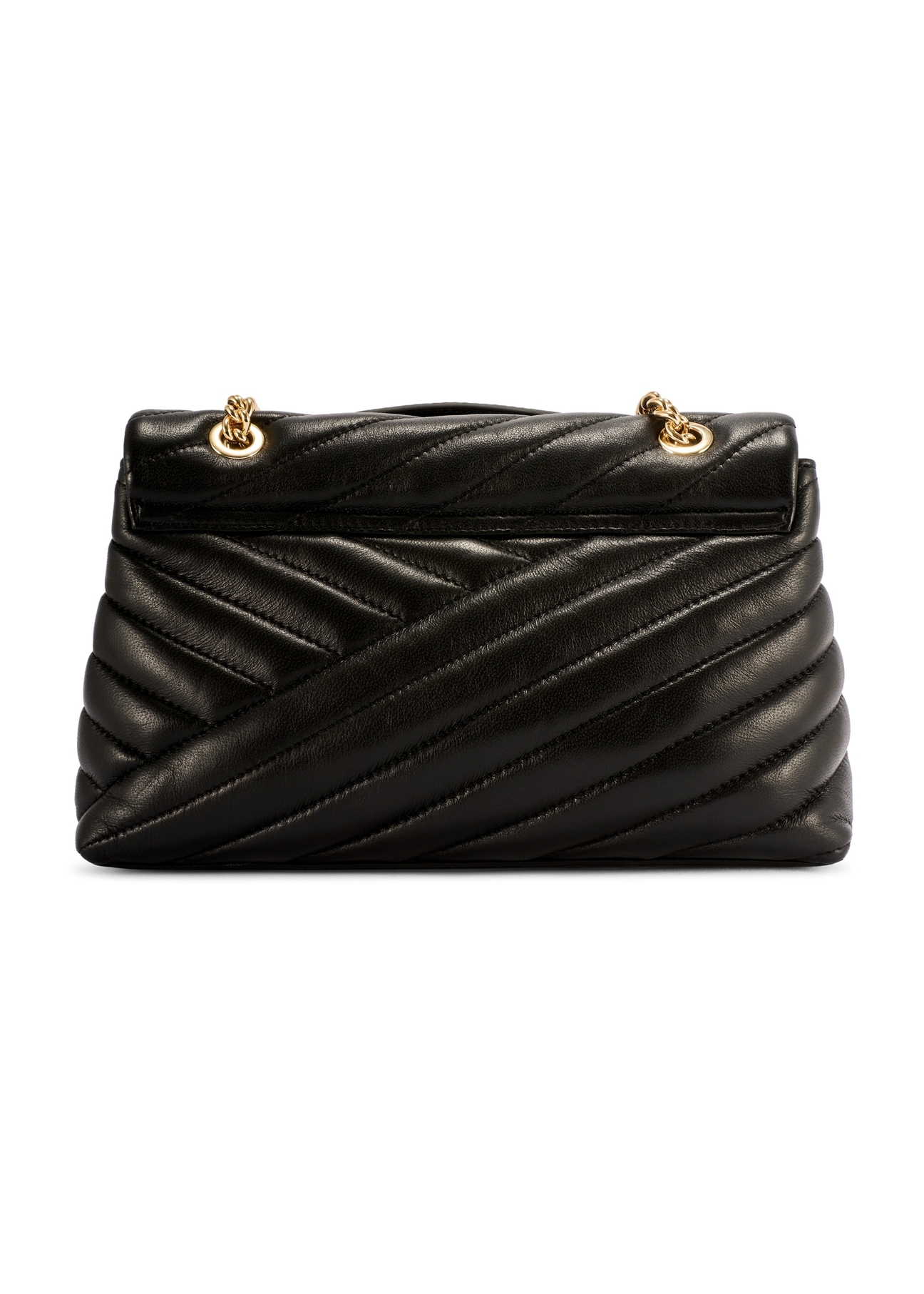 Women's leather handbag in black color TORES-1285-99(W26) - product view from the back, on a white background.