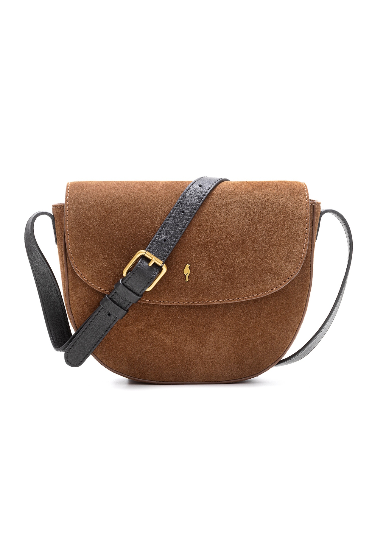 Women's brown suede messenger bag TORES-1168-88(Z25), front product view on white background.