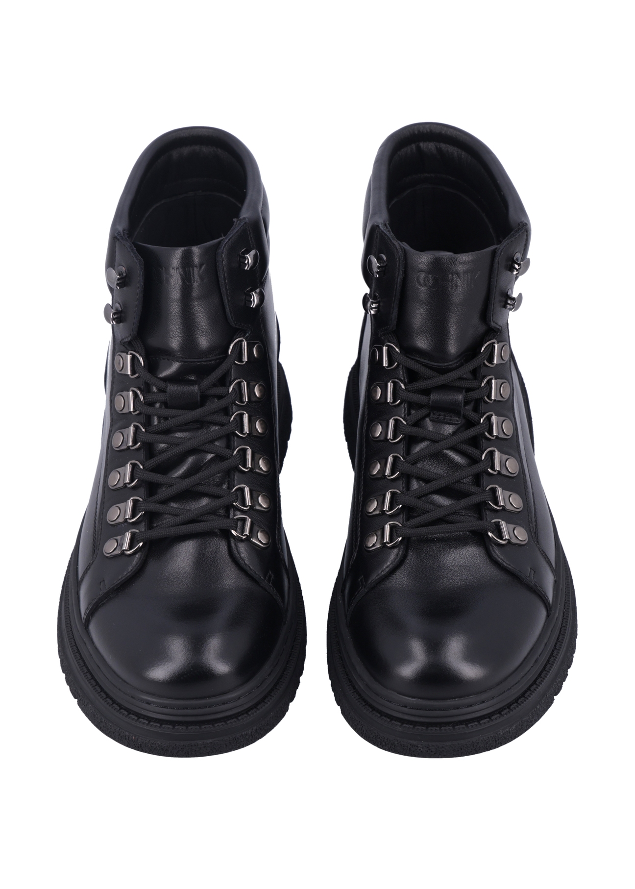 Men's black leather ankle boots BUTYM-0557-99(Z26), front product view on white background.