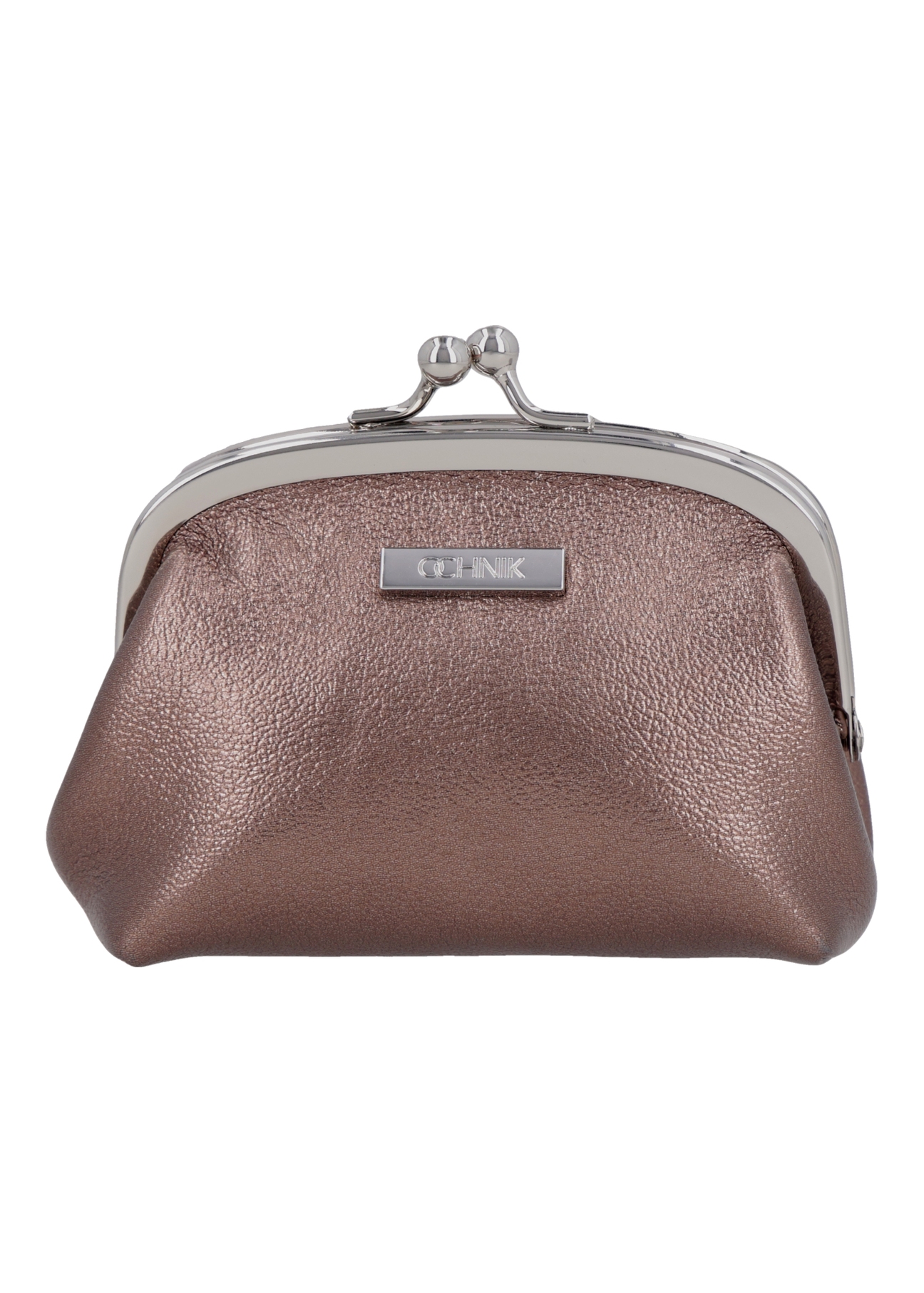 Brown leather women's coin purse PORES-1031-1G(Z26), front view of the product on a white background.