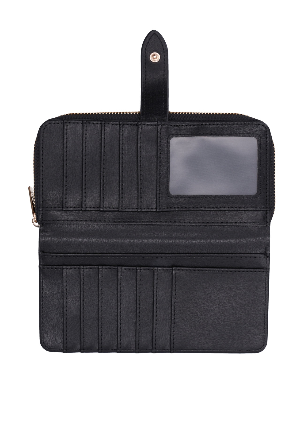 Black large women's wallet POREC-0444-99(Z26), product view inside on white background.