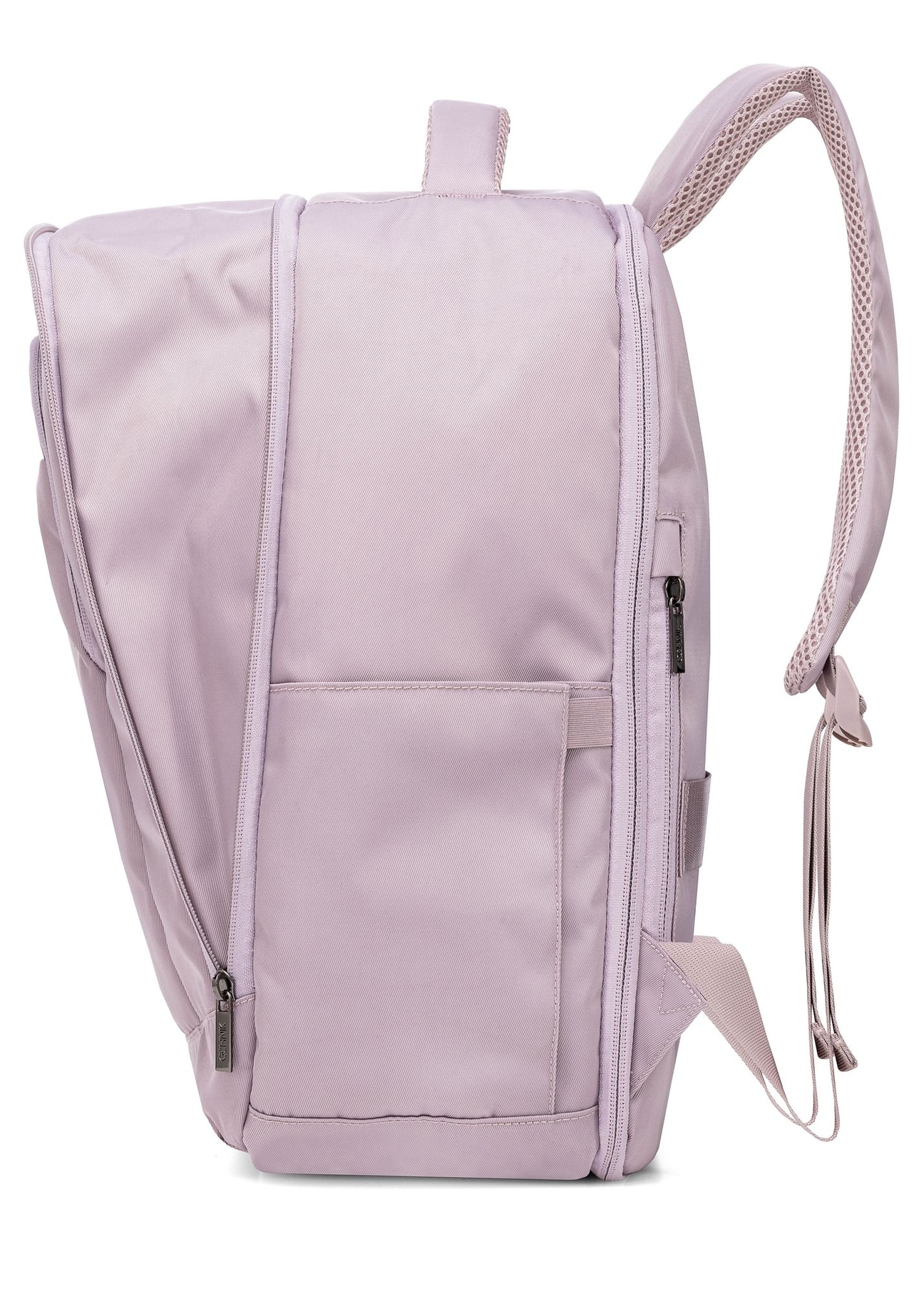 Pink backpack PLCMN-0014A-31(Z25), side expanded product view on white background.