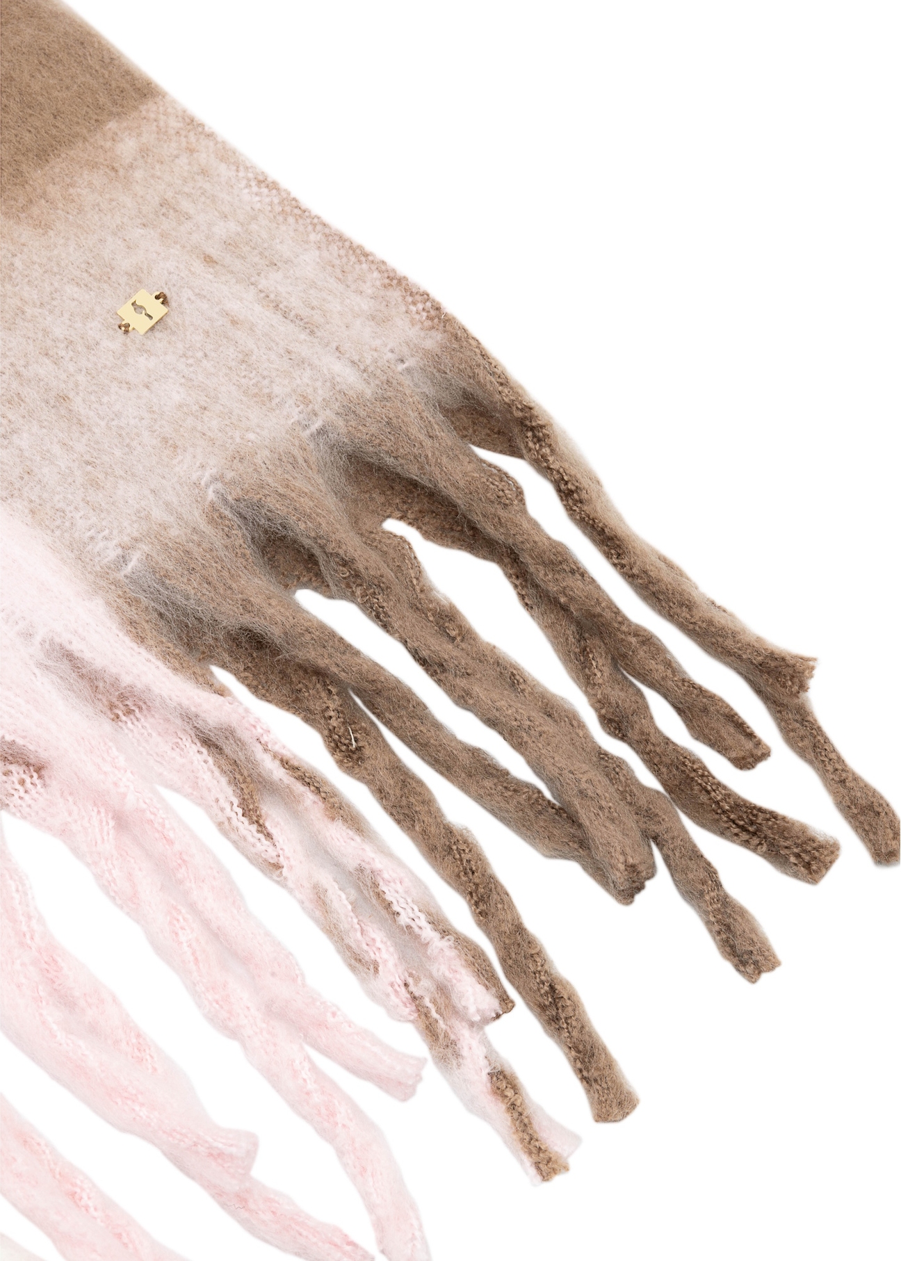 Large women's checkered scarf SZADT-0208-81(Z25), close-up of the product detail on a white background.
