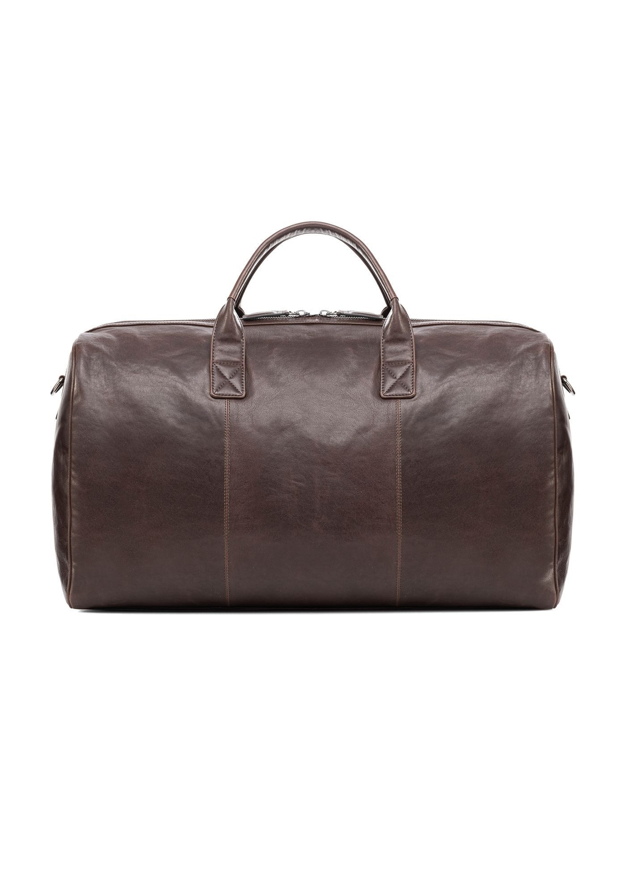 Brown leather travel bag TORMS-0464-1H(Z26) - product view from the back, on a white background.