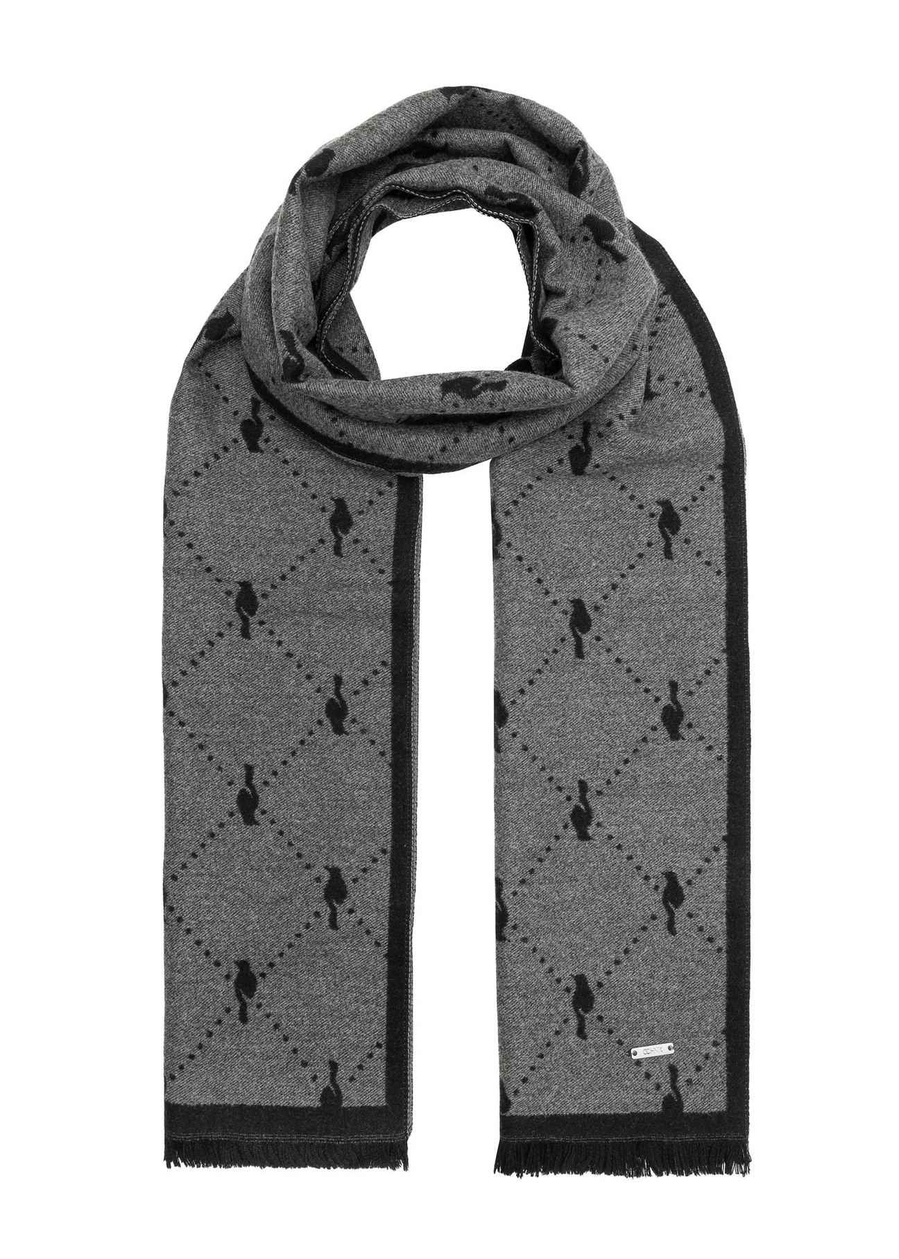 Double-sided gray women's scarf SZADT-0158-95(Z25), product view from the front on a white background.