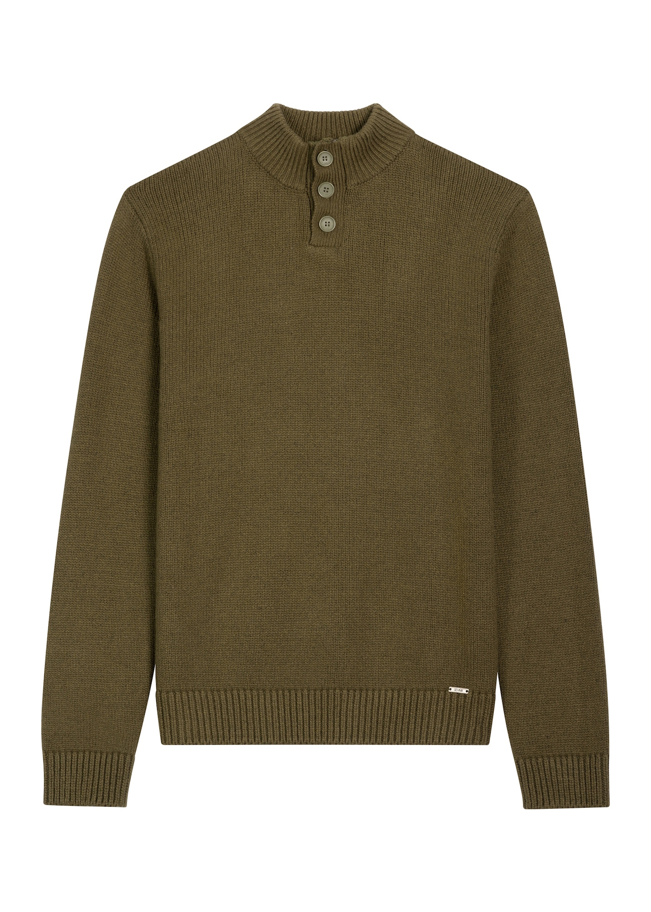 Men's green sweater with stand-up collar SWEMT-0210-8B(Z26), front product view on white background.
