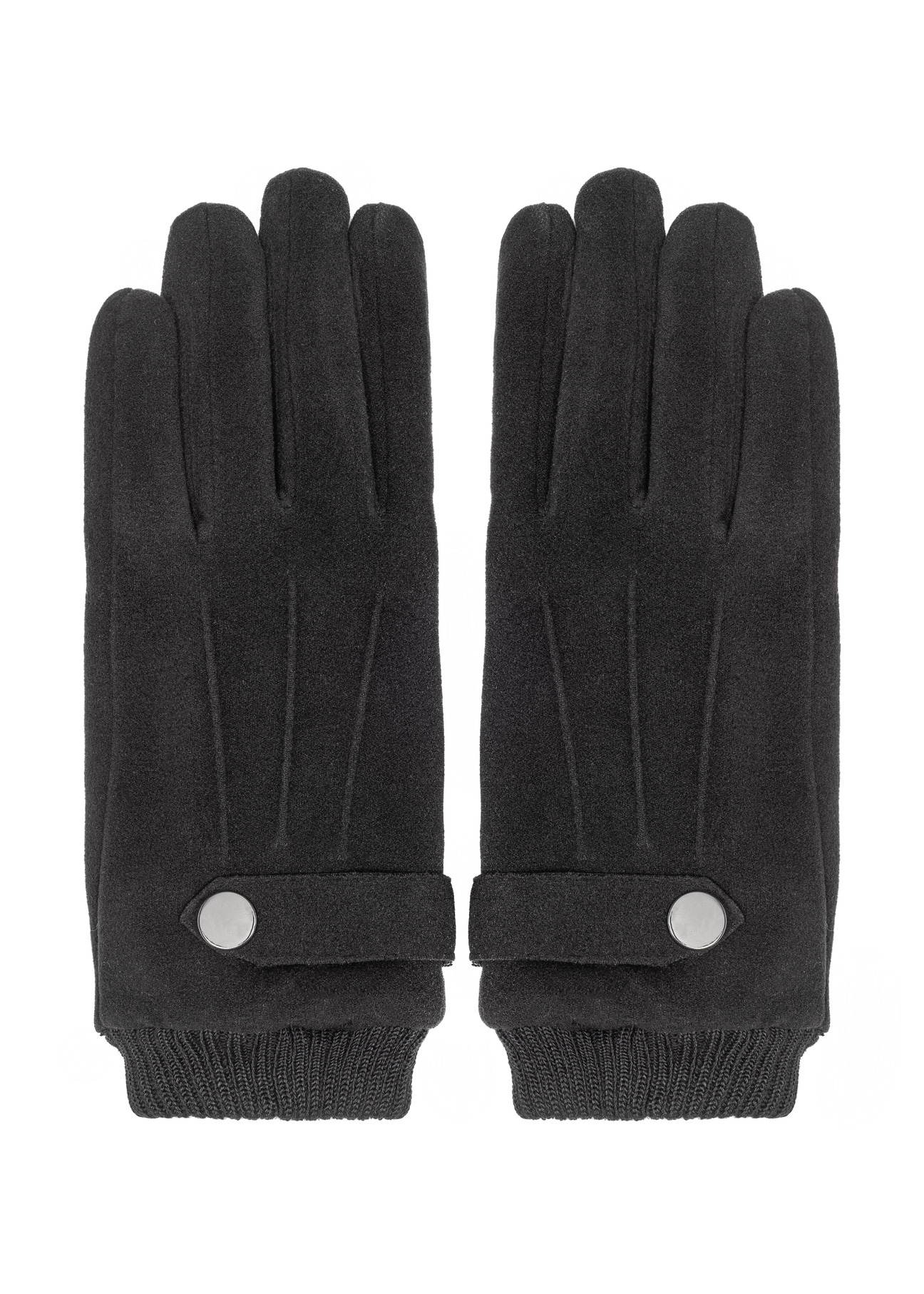Black insulated men's gloves REKMT-0004-99(Z26) - product view from above, on a white background.