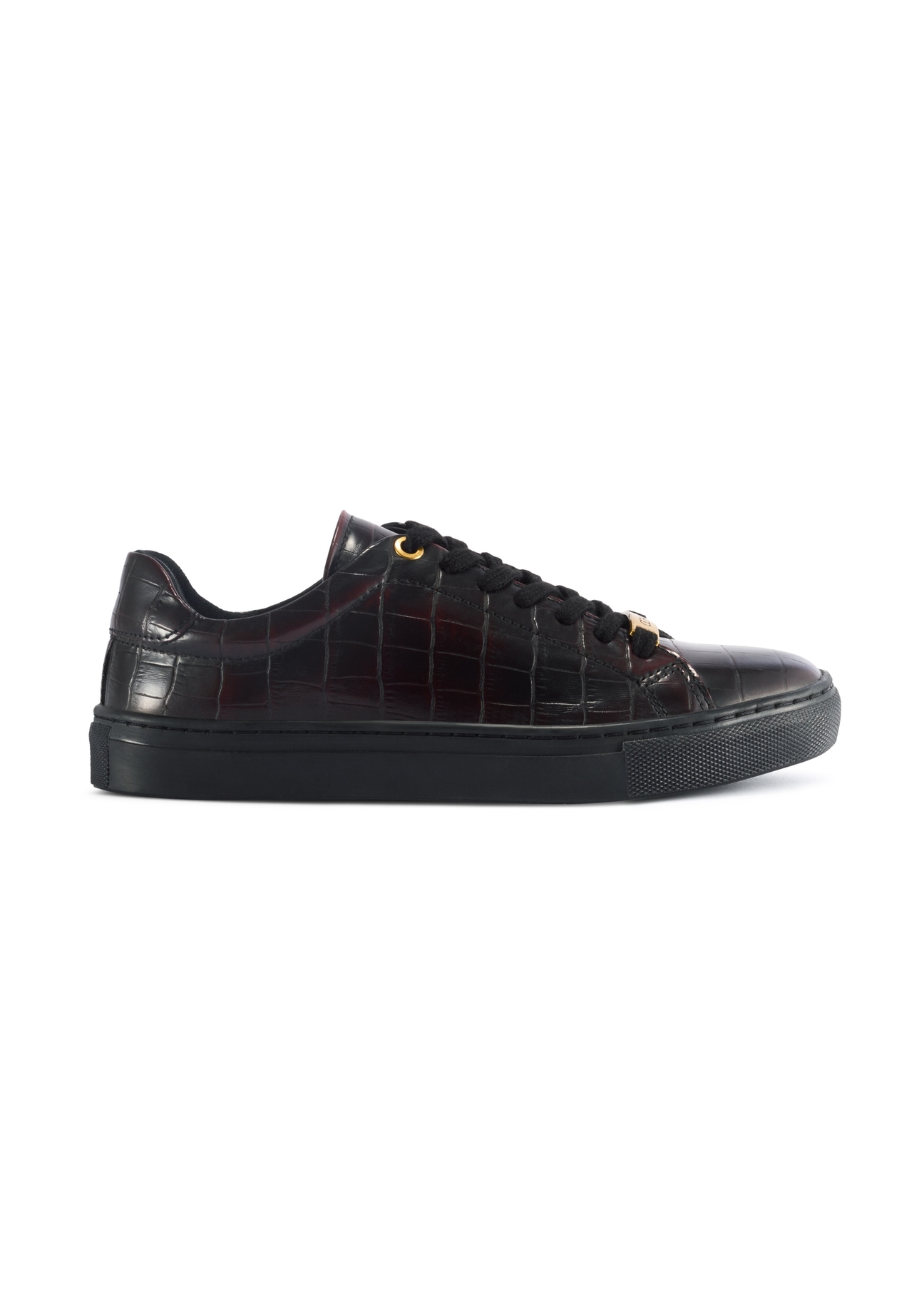 Women's leather shoes in burgundy color BUTYD-1188-09(Z25), product view from the side on a white background.