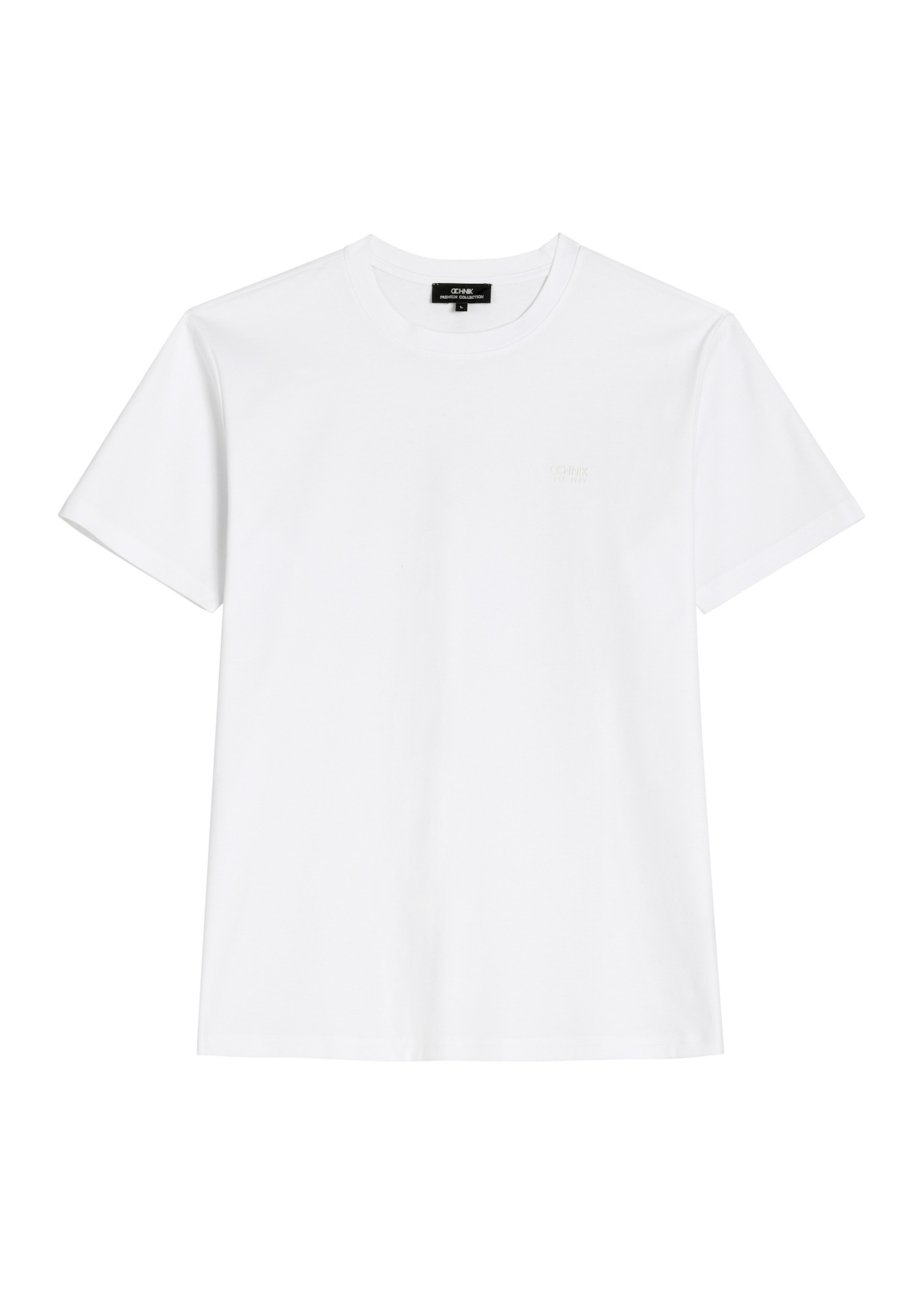 Men's white mercerized cotton t-shirt TSHMT-0156-0A(Z26) - front product view, on a white background.