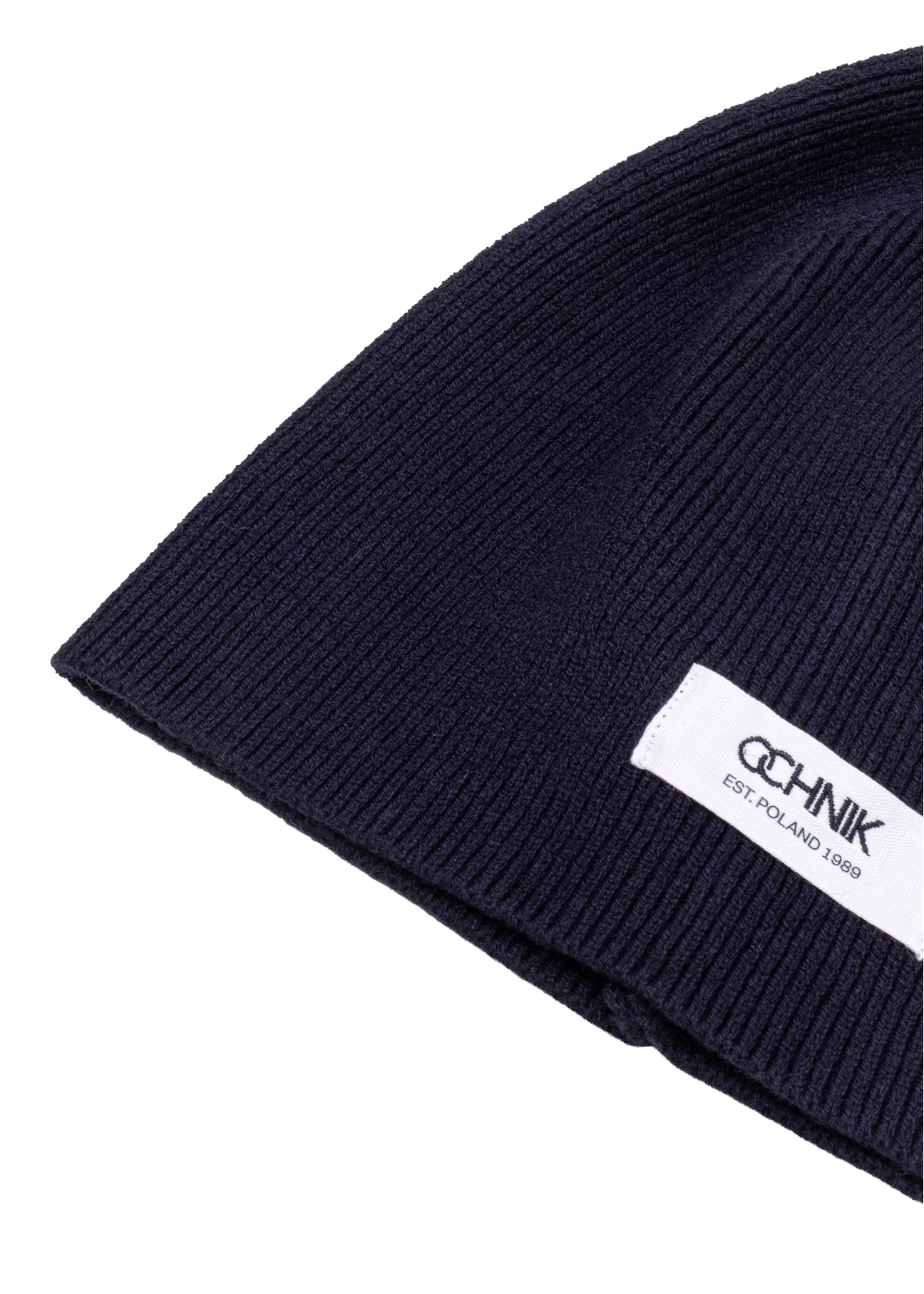 Navy blue men's wool hat CZAMT-0097-7E(Z26), close-up of the product detail on a white background.