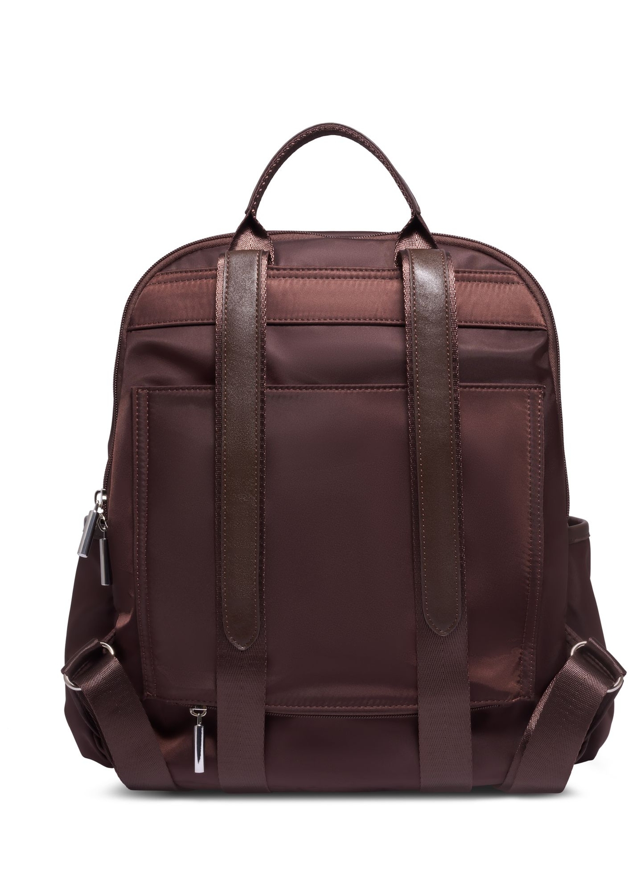 Brown women's backpack TOREN-0357-1I(Z26), product view from the back on a white background.