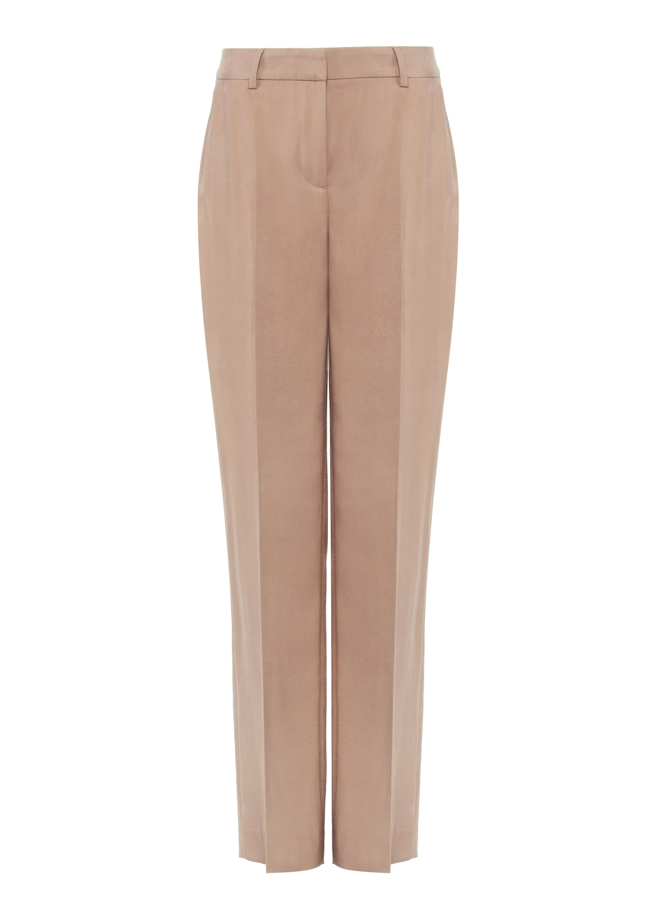 Beige elegant women's trousers SPODT-0106A-1D(W26) - front product view, on a white background.