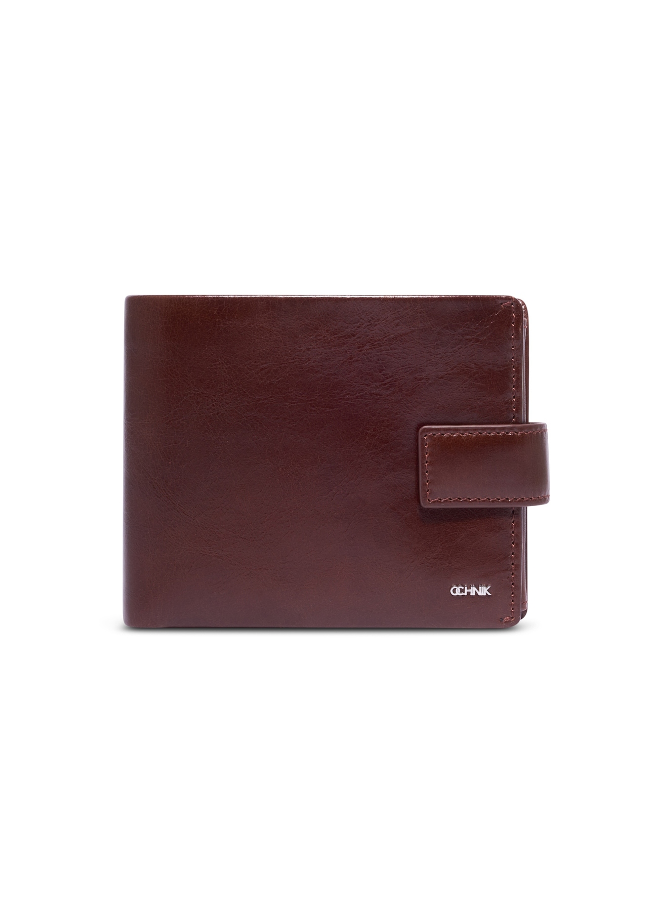 Men's brown leather wallet PL-191-1H(KS), front product view on white background.