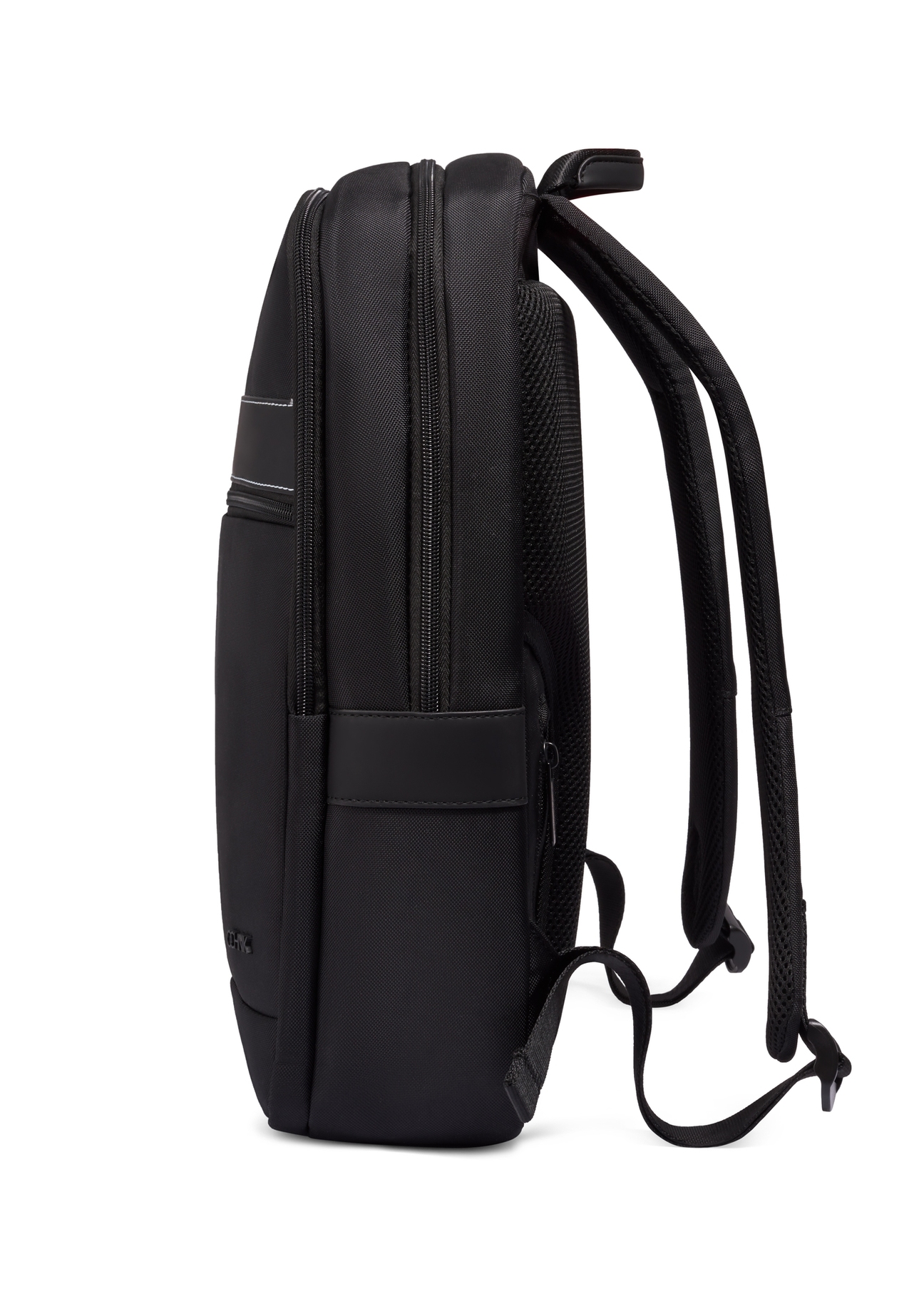 Black two-compartment men's backpack TORMN-0421-99(Z26), product view from the side on a white background.