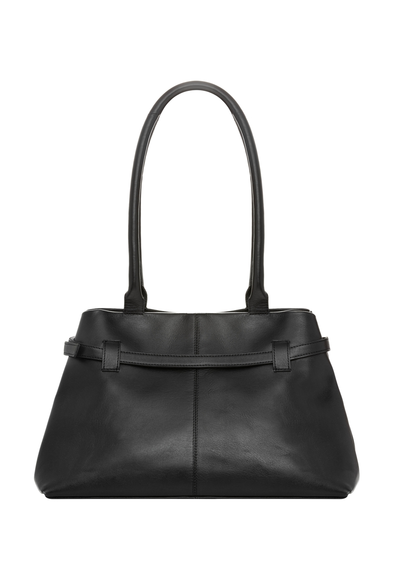 Black leather women's handbag TORES-1329-99(Z26). Back view on a white background.