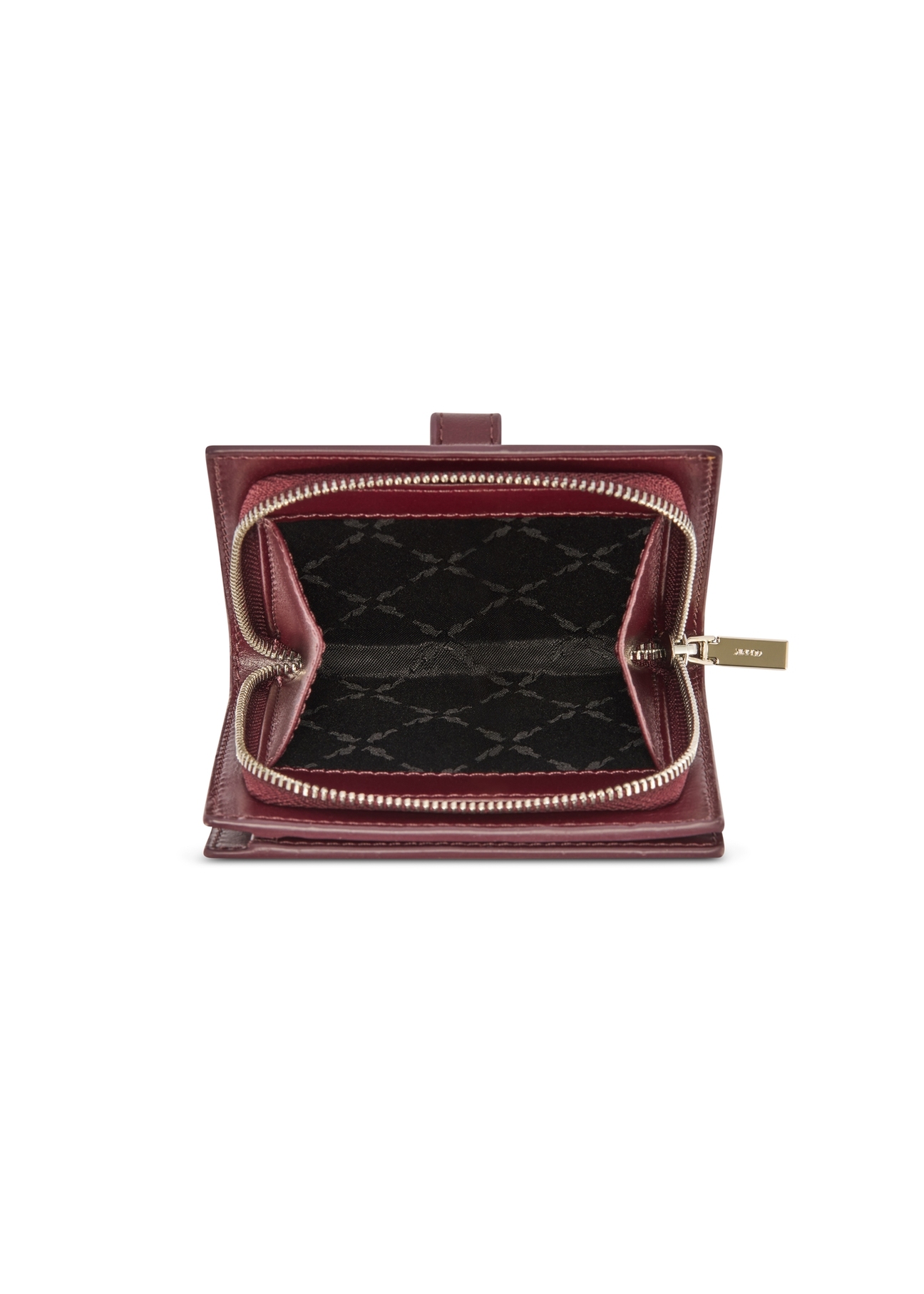 Burgundy leather women's wallet PORES-0975-49(Z25), product view from above on a white background.