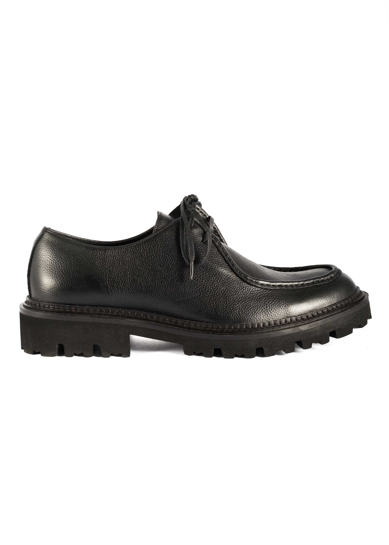 Black men's leather shoes BUTYM-0524-99(Z25), side view of the product on a white background.
