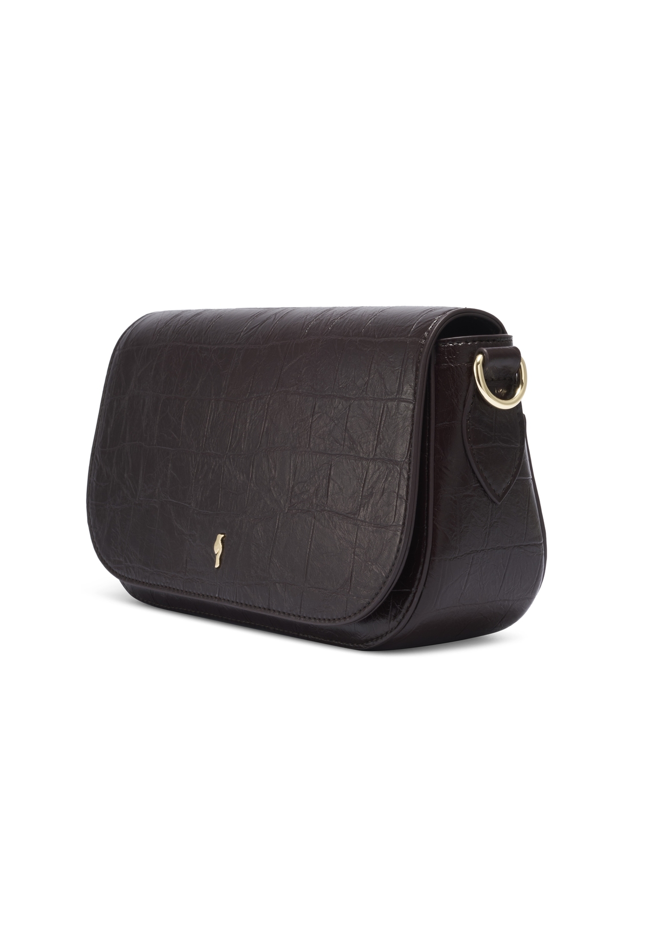 Burgundy crocodile handbag TOREC-1308-4D(Z26). Side view, diagonal, on a white background.