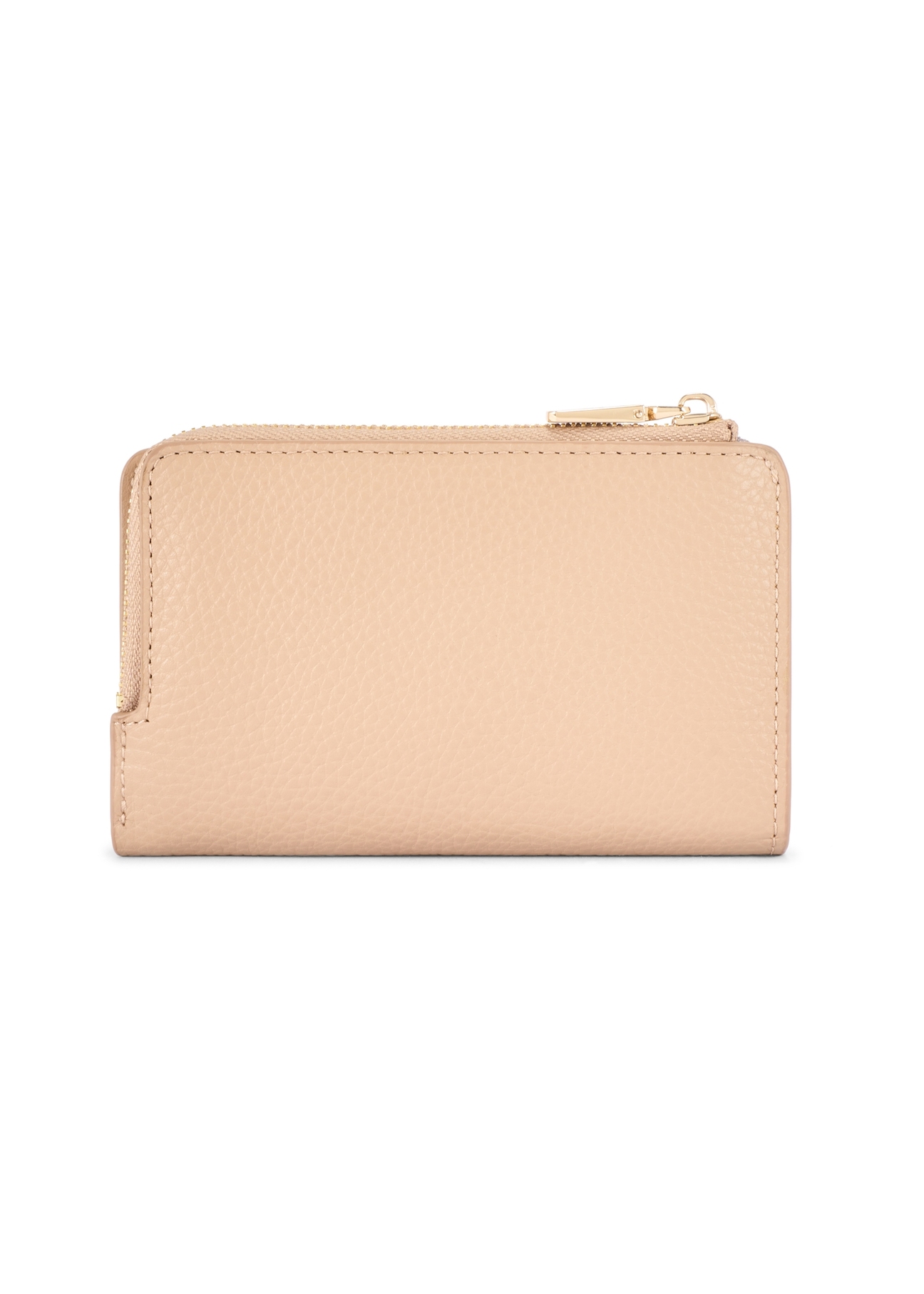Beige women's leather wallet PORES-0977R-1B(W26), back view of the product on a white background.