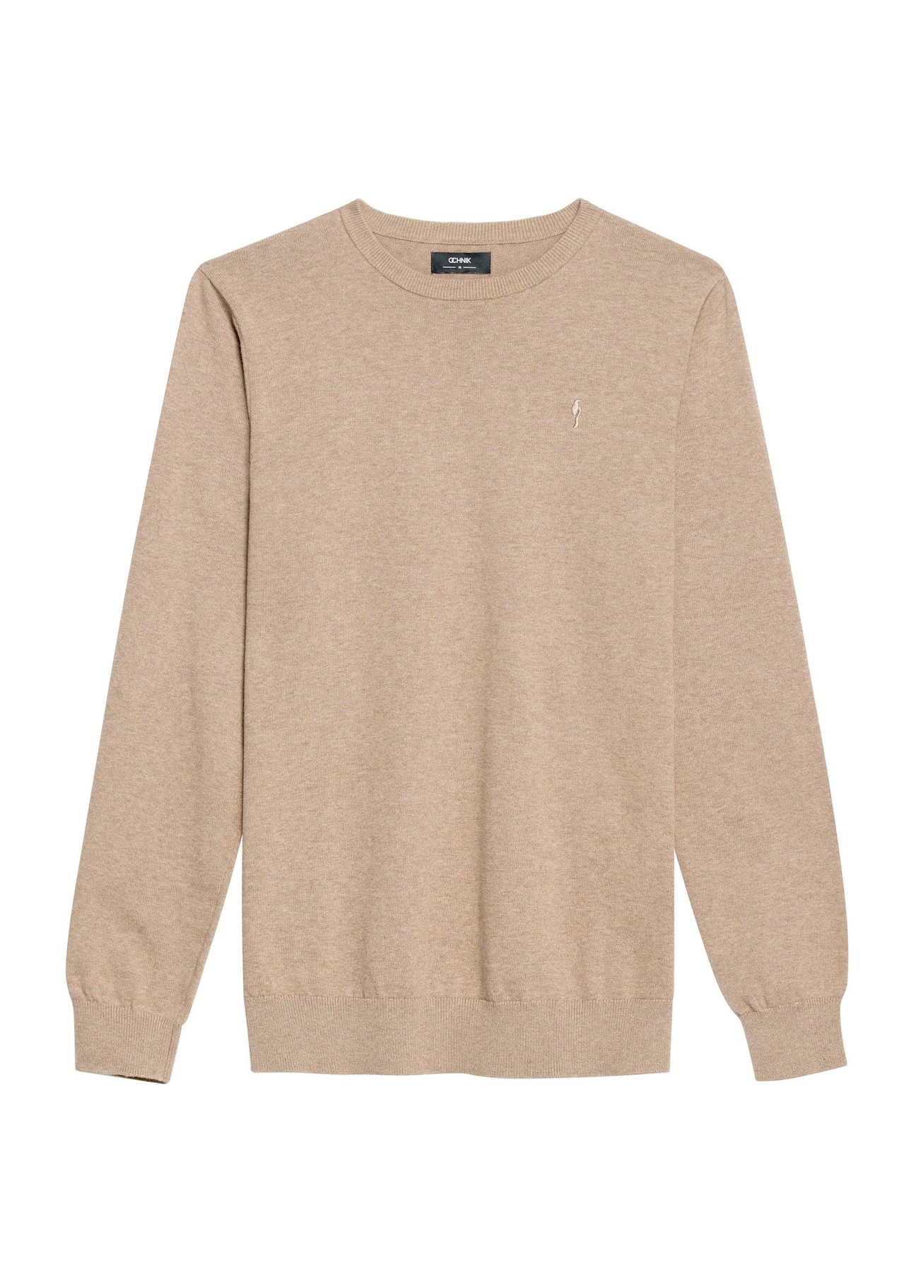 Camel cotton men's sweater SWEMT-0114A-24(Z25), product view from the front on a white background.