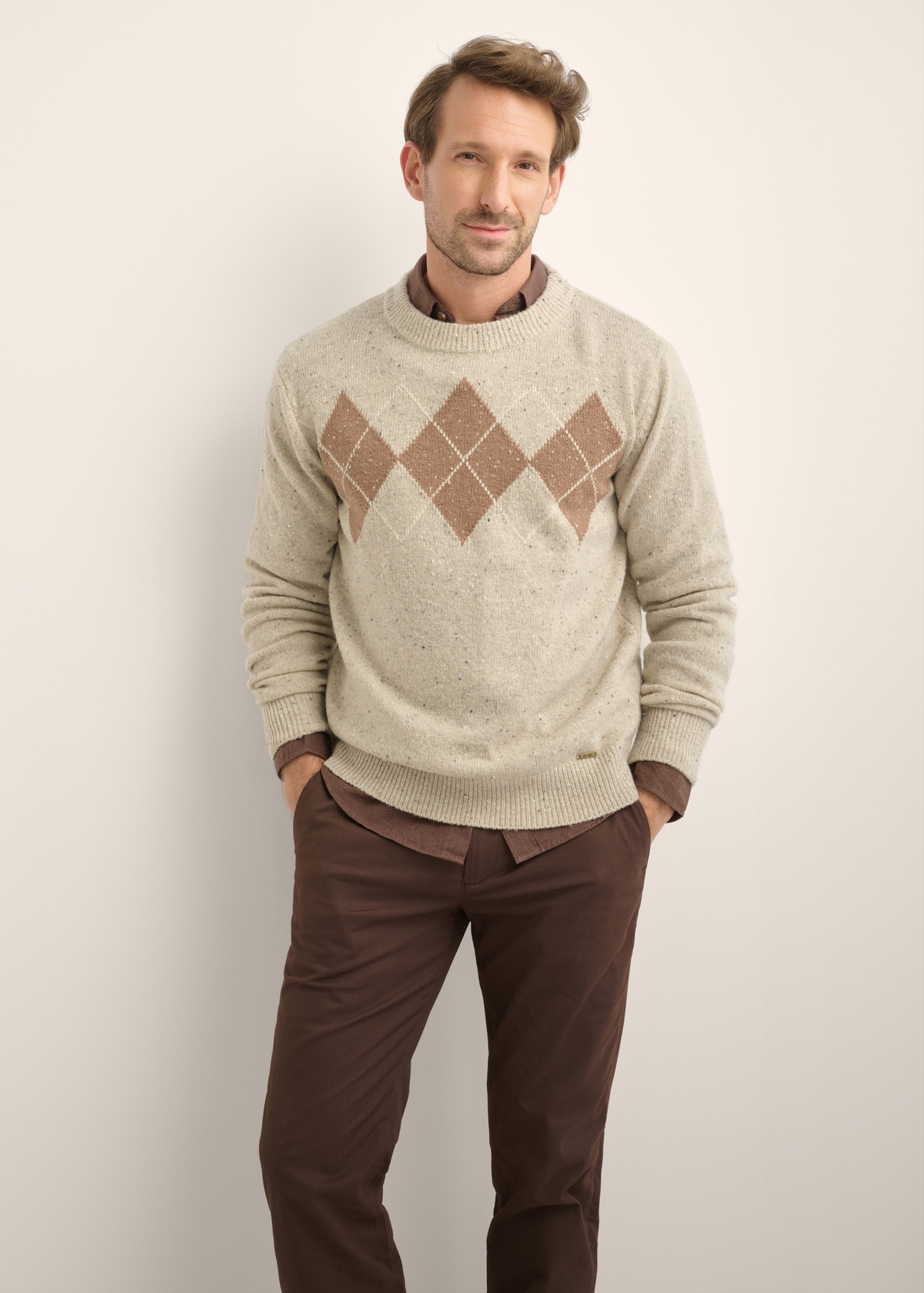 Men's woolen sweater with diamond pattern SWEMT-0216-1A(Z26)