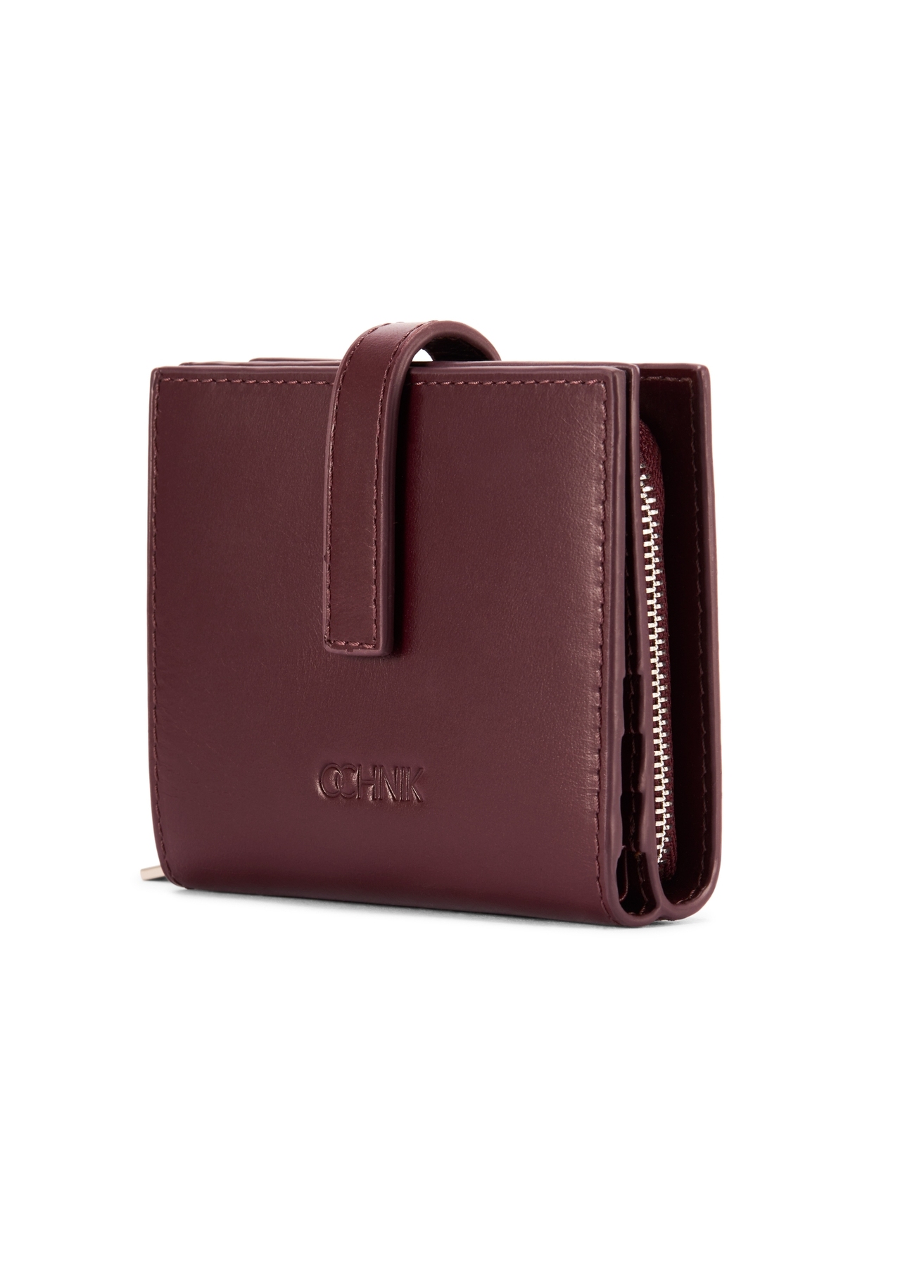 Burgundy leather women's wallet PORES-0975-49(Z25), diagonal product view on white background.