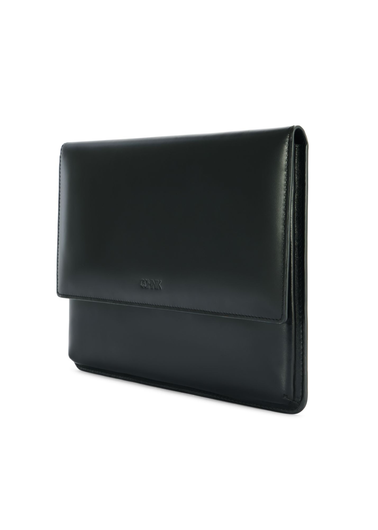 Black small men's leather briefcase TORMS-0469-99(Z25) - diagonal product view on a white background.