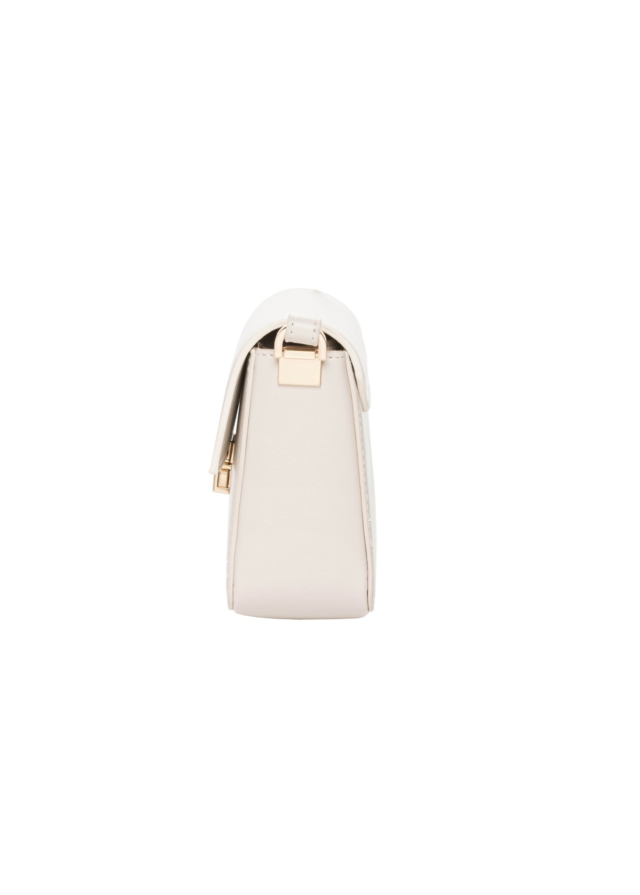 Elegant cream women's handbag TOREC-1251-0B(Z26). Side view on a white background.