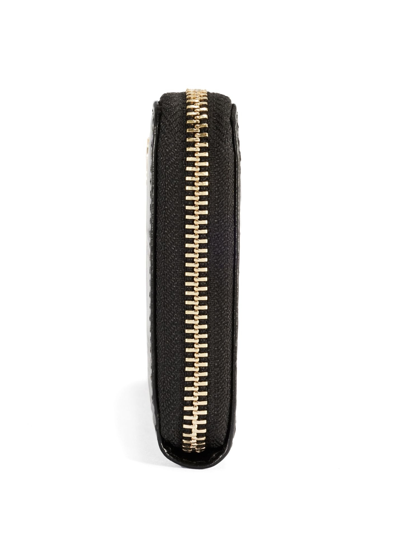 Black large women's croco wallet PORES-0908-9G(Z26) - side view of the product, on a white background.