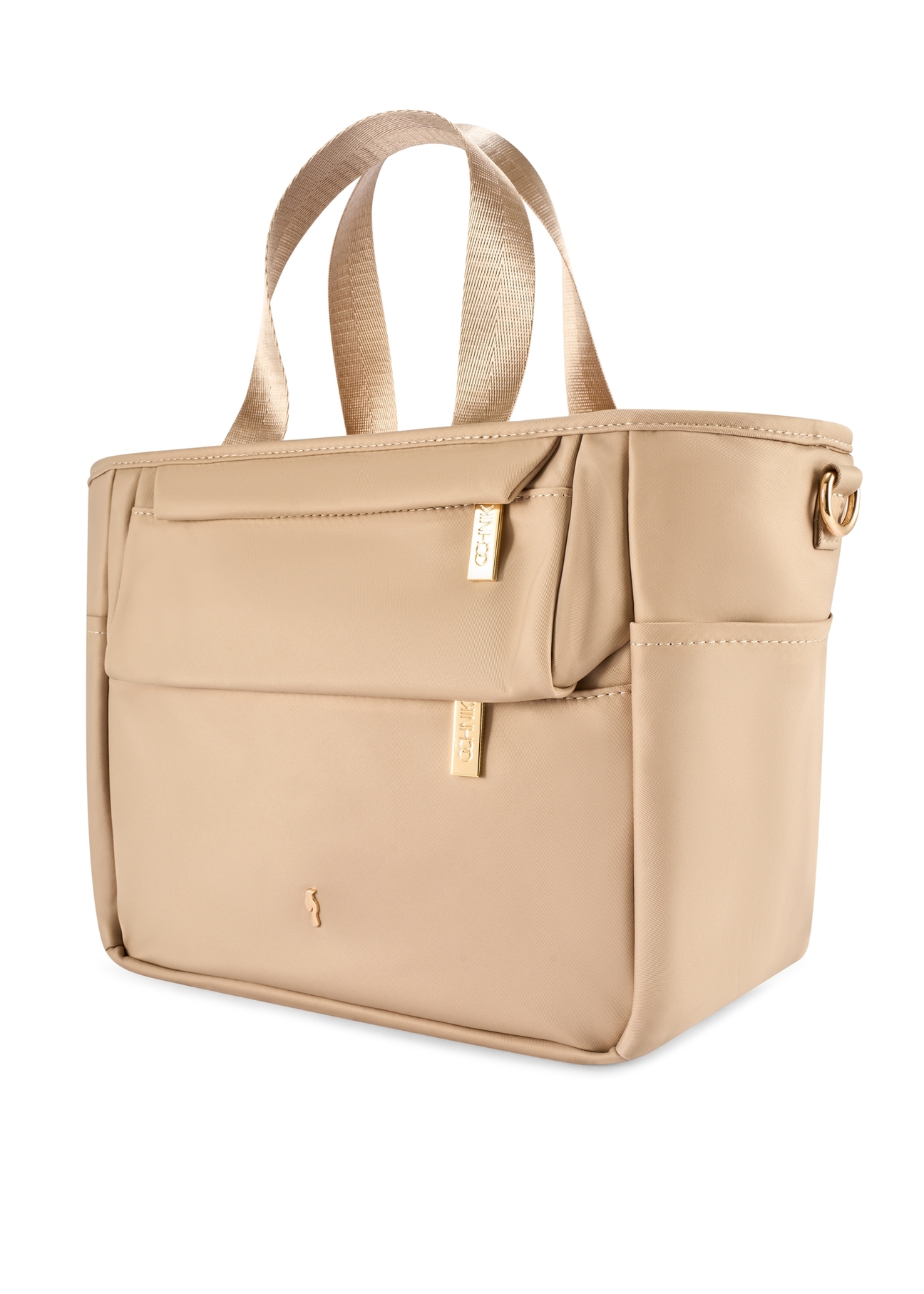 Beige lunchbox bag TOREN-0346-1A(W26) - diagonal product view, on a white background.