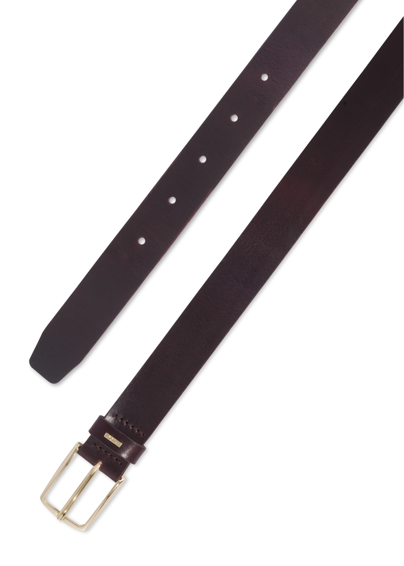 Women's leather belt in a deep burgundy shade PASDS-0358-4D(Z26) - product view from above, on a white background.