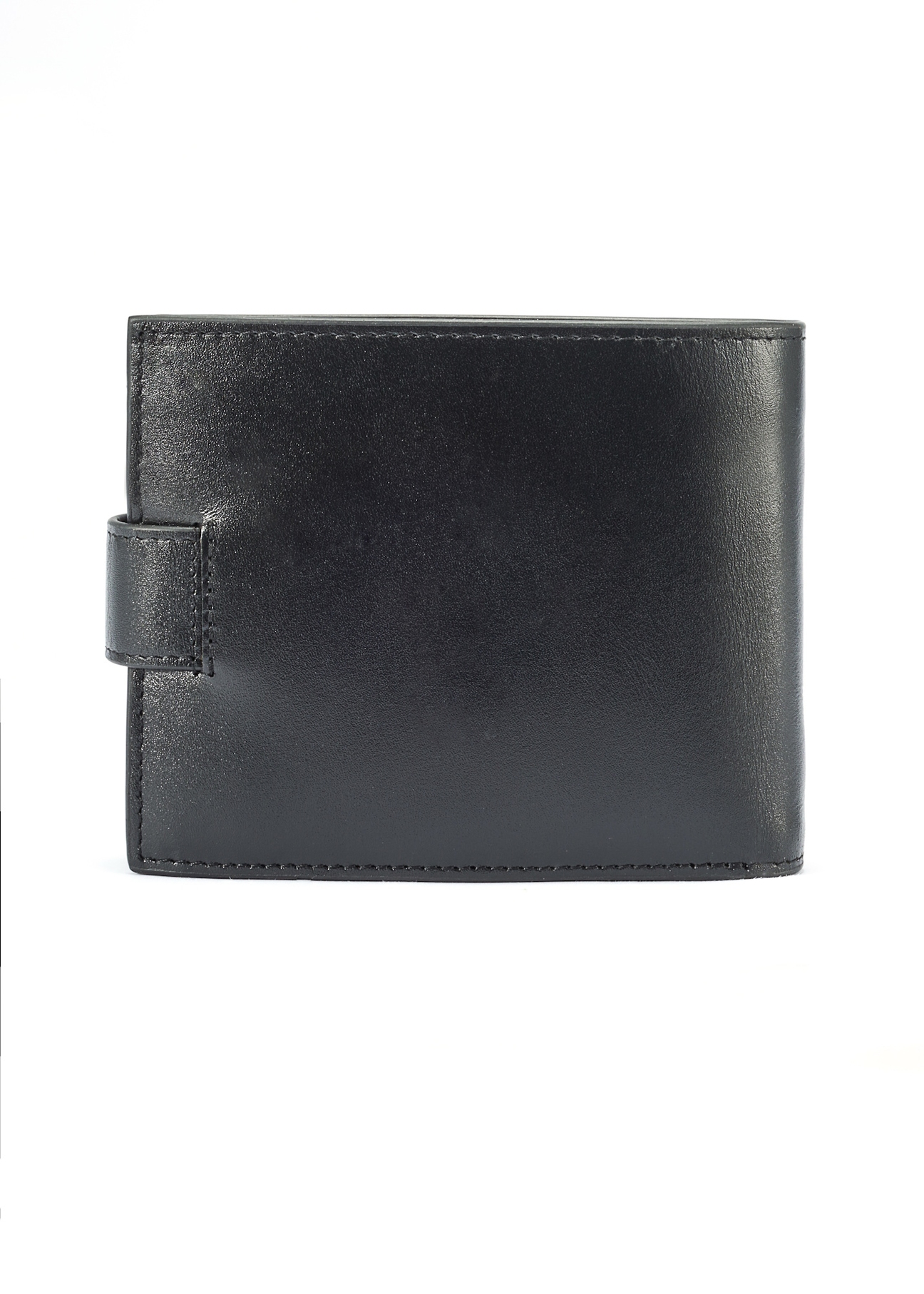 Black medium men's leather wallet PORMS-0639-99(W25) - back view on white background.