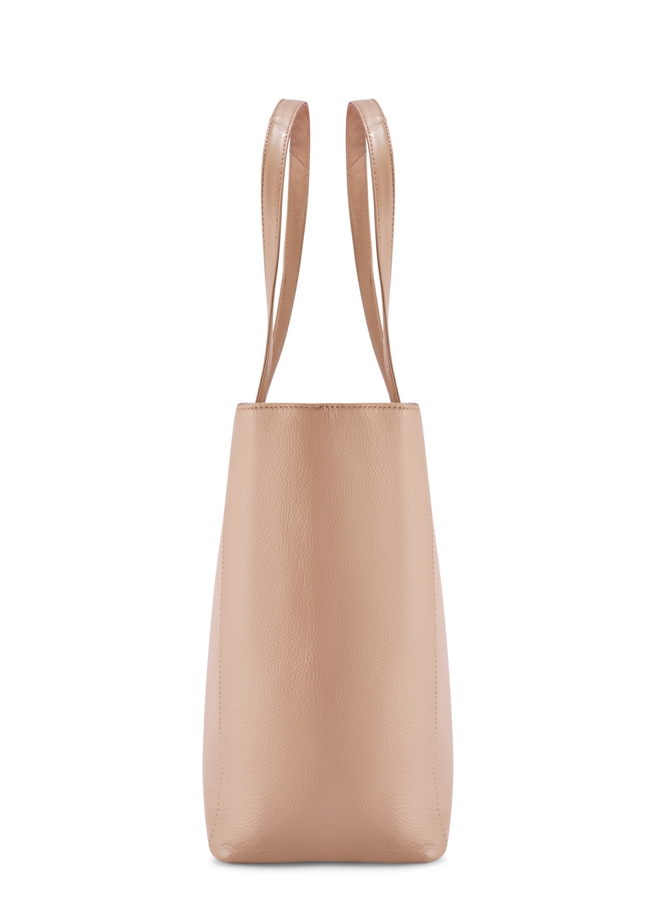 Beige leather women's shopper bag TORES-0971F-1B(W26)