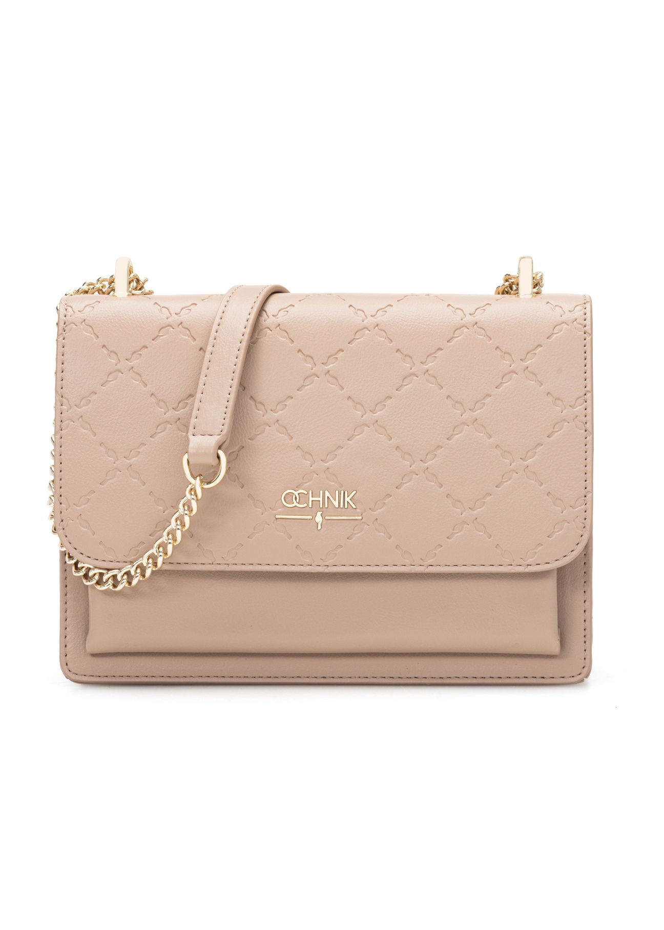 Beige women's handbag with monogram TOREC-1155-1A (W26)