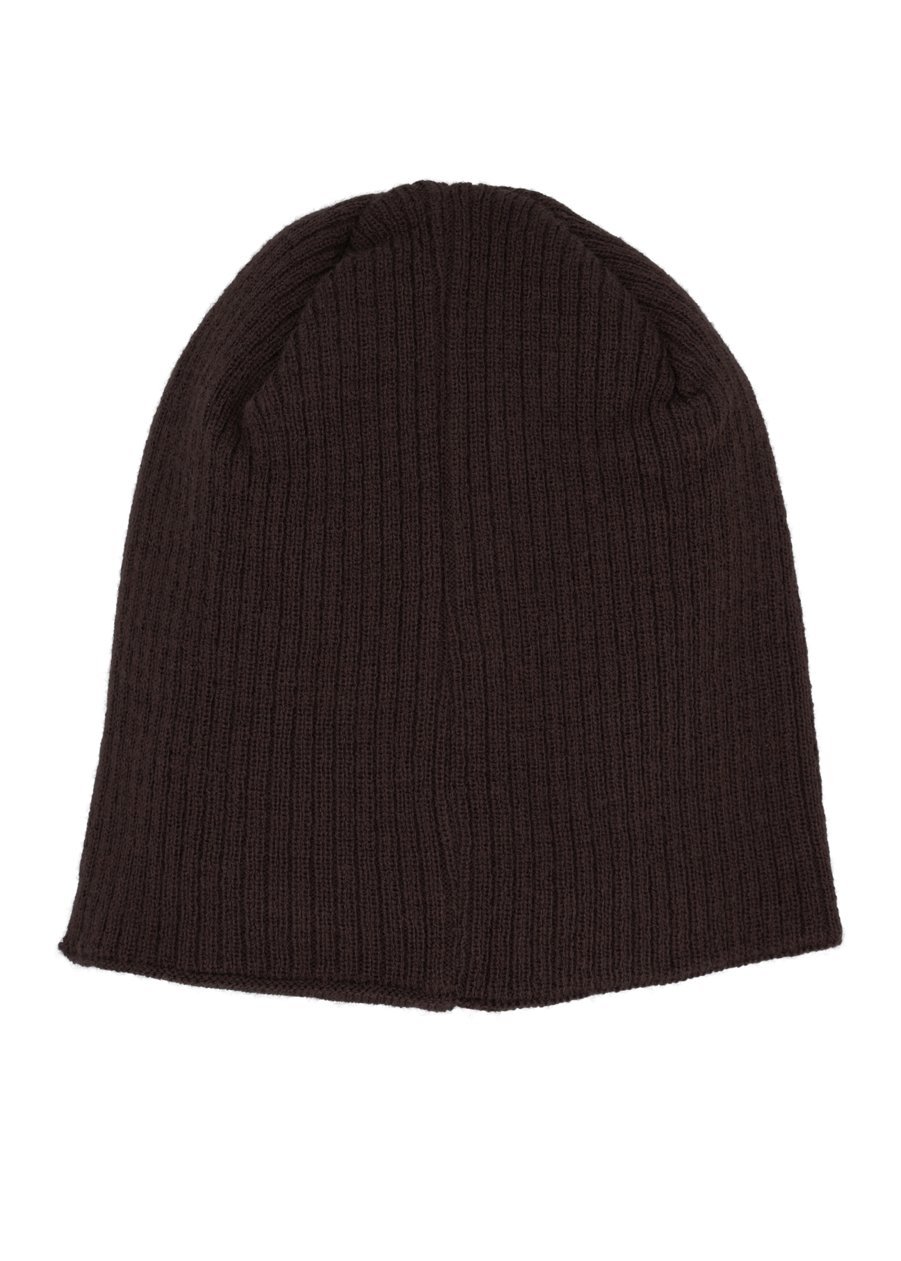Brown men's winter hat CZAMT-0046A-1I(Z26) - product view from above, on a white background.