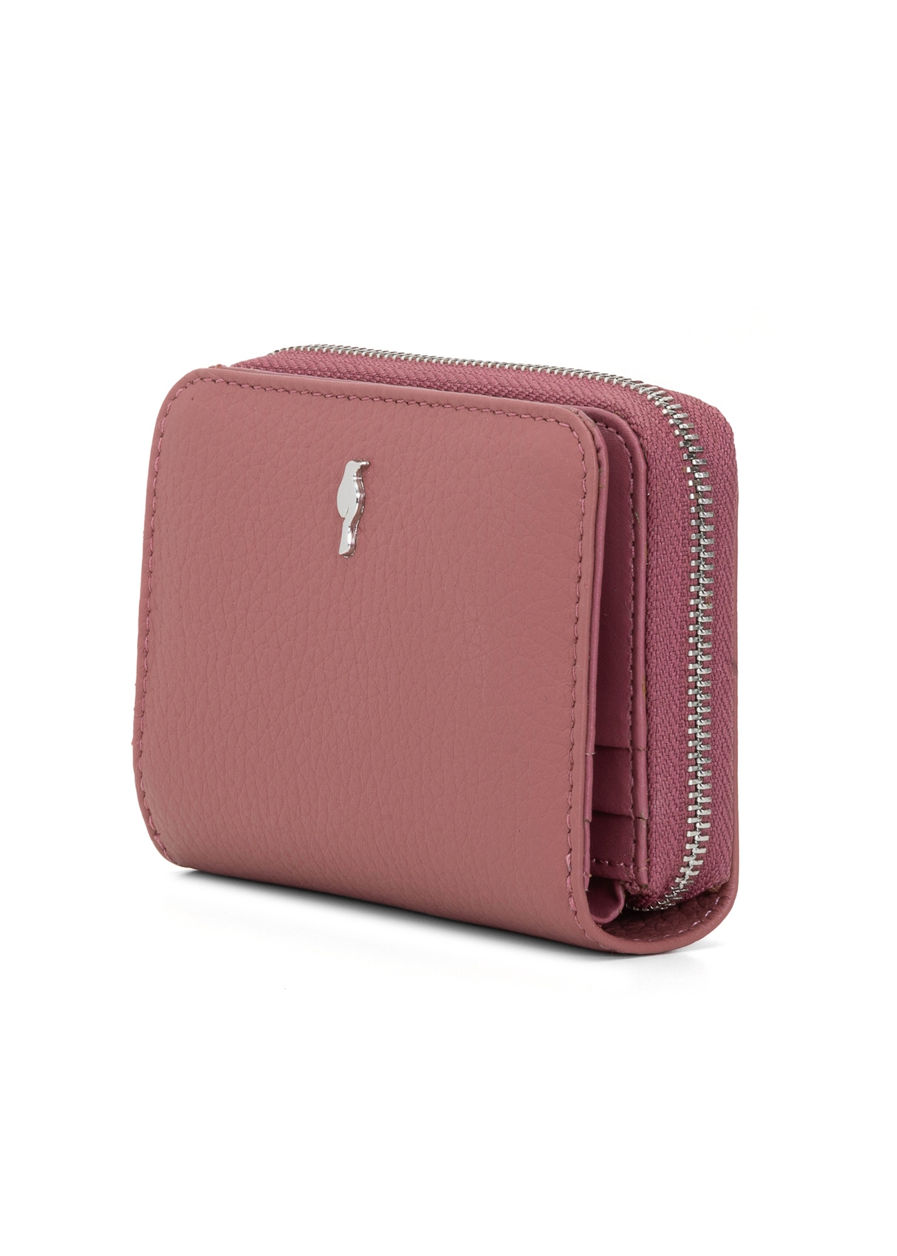 Small pink leather women's wallet PORES-0833G-31(Z25), diagonal product view on white background.
