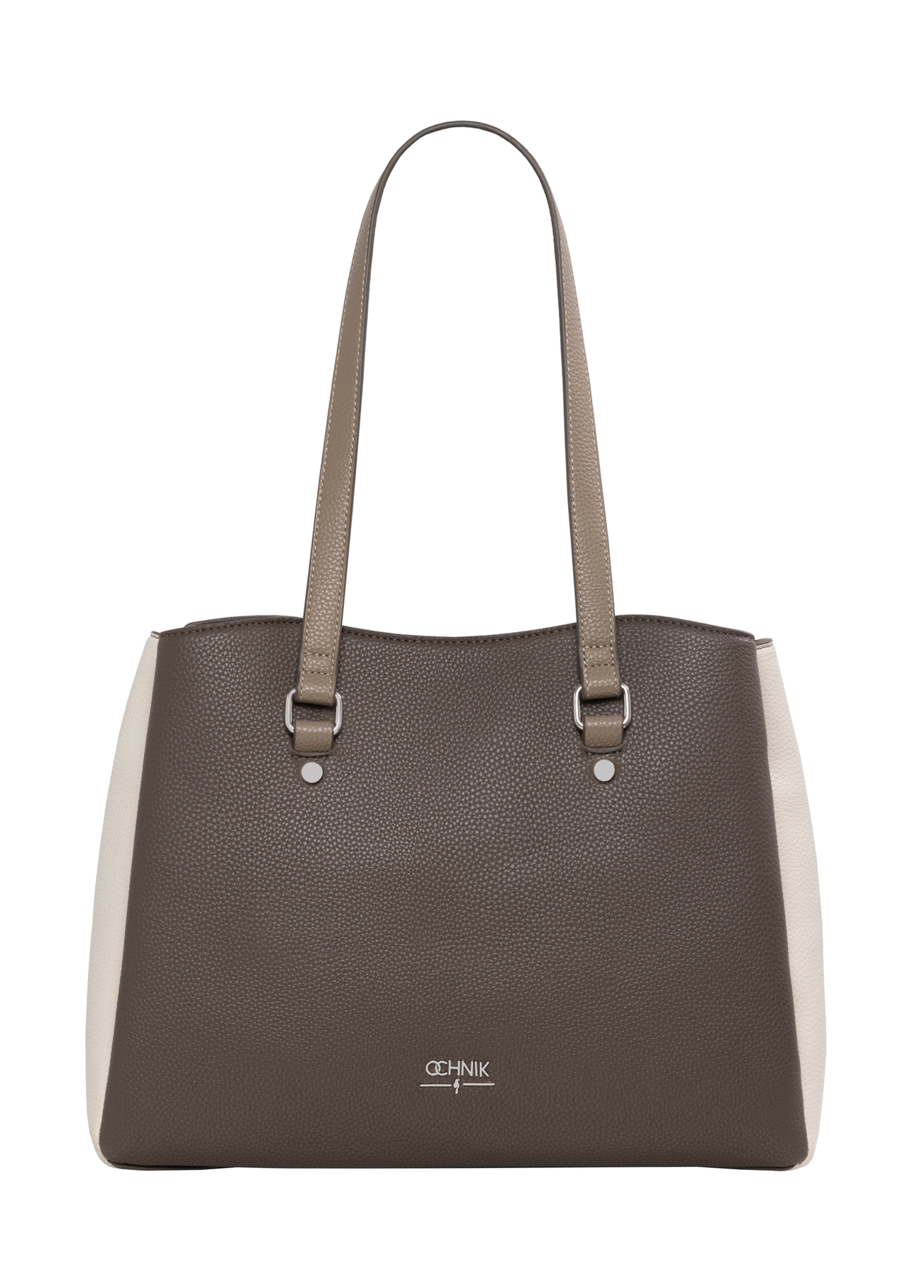 Cool beige shopper bag TOREC-1260-1K(Z26), product view from the front on a white background.