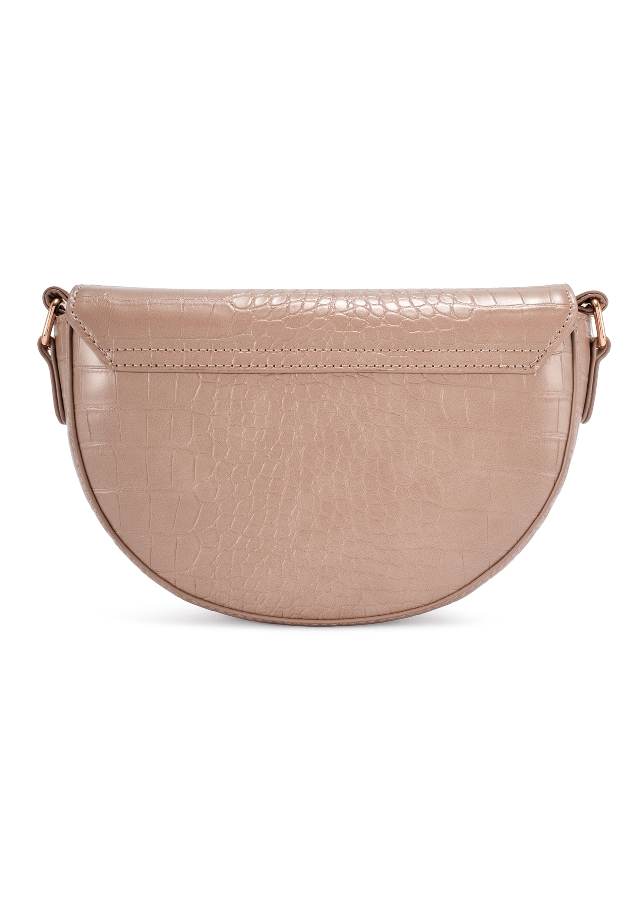 Beige semi-circular women's messenger bag TOREC-1184-1D(W26), product view from the back on a white background.