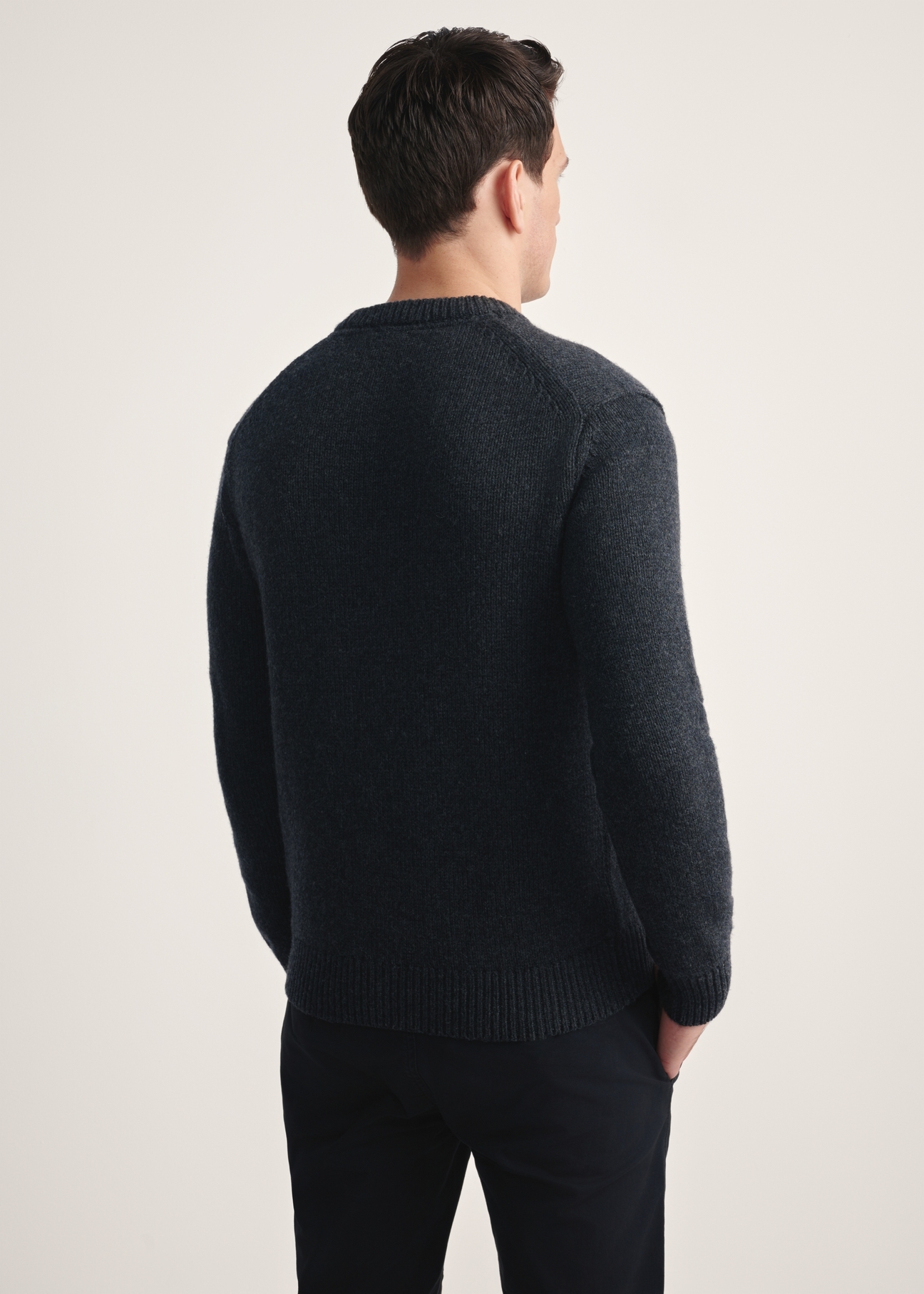 Graphite men's sweater SWEMT-0172-99(Z25), product view from the back on the model. Half of the silhouette visible.