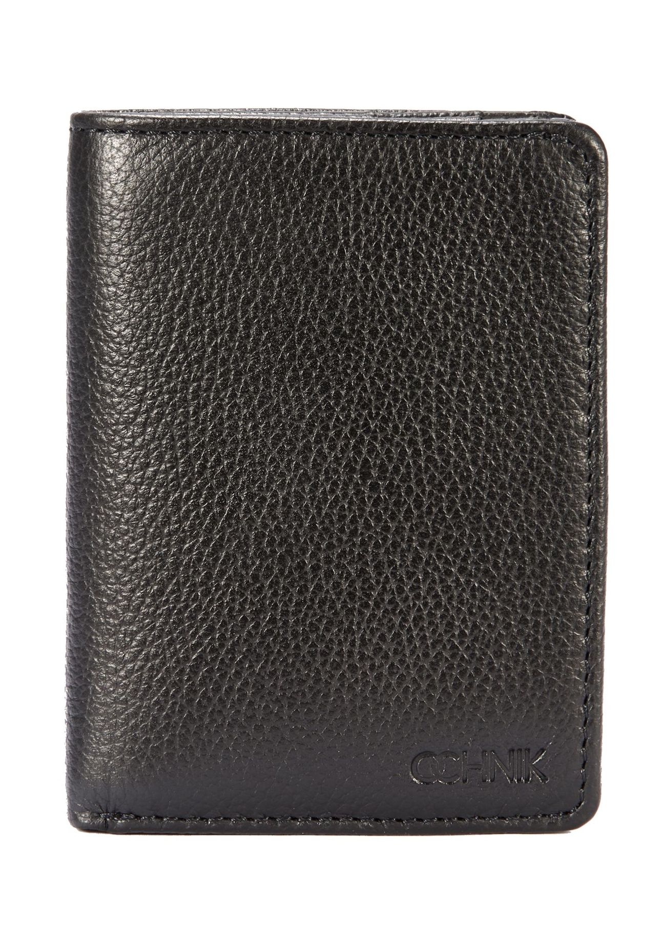 Black men's leather wallet PORMS-0635A-99(Z25), front product view on white background.